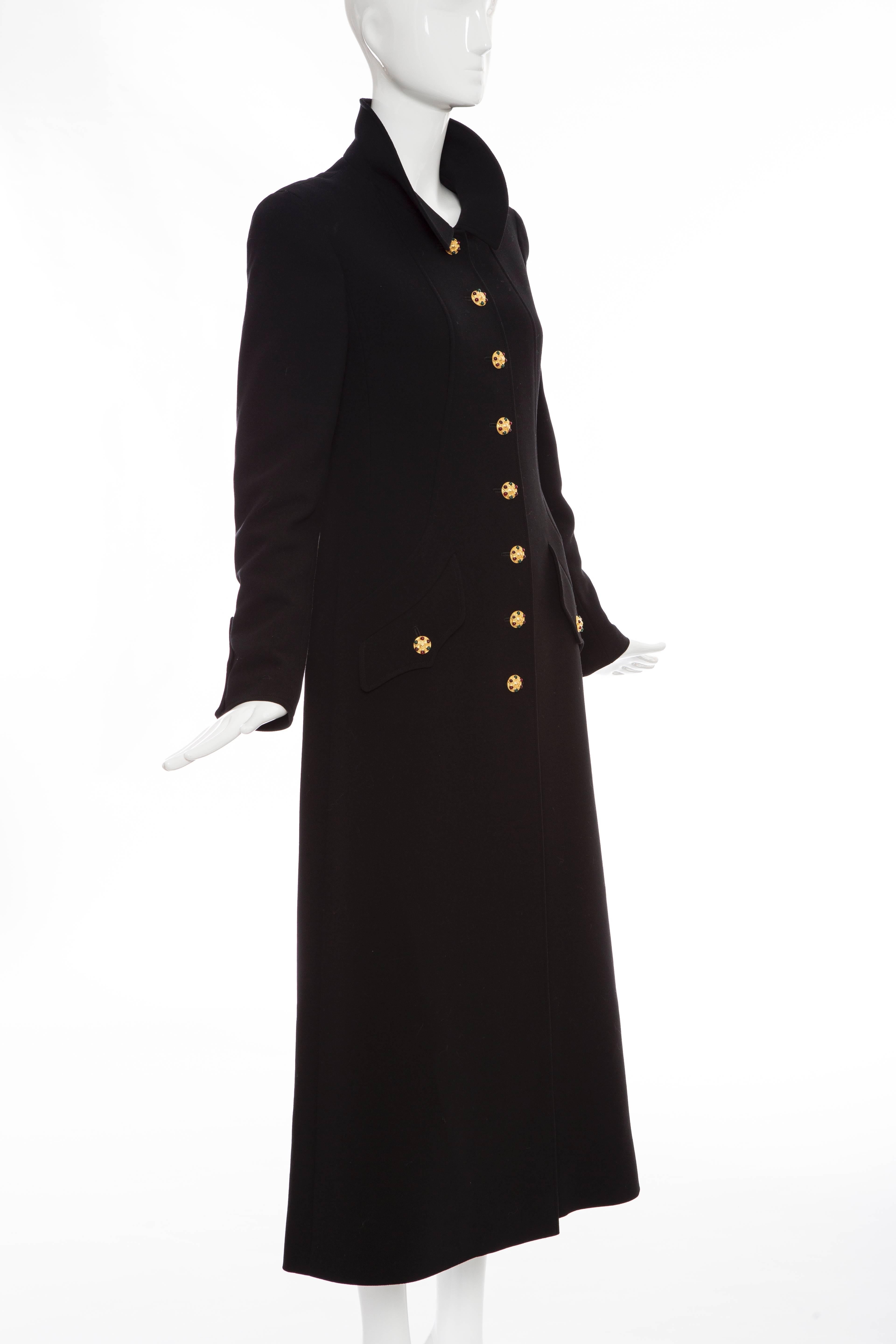 Chanel Black Chesterfield Coat With Maison Gripoix Buttons, Autumn - Winter 1996 2