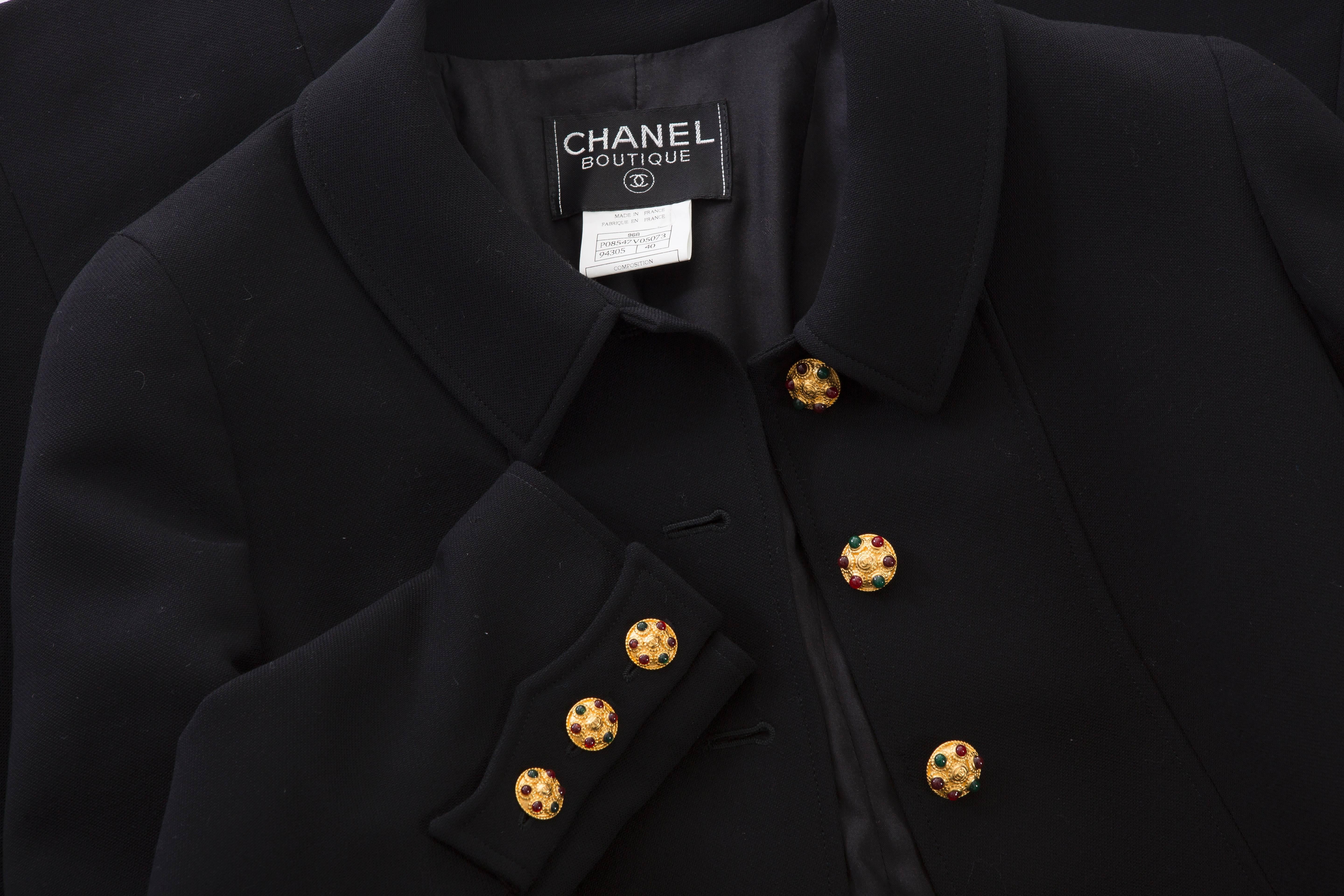 Chanel Black Chesterfield Coat With Maison Gripoix Buttons, Autumn - Winter 1996 5