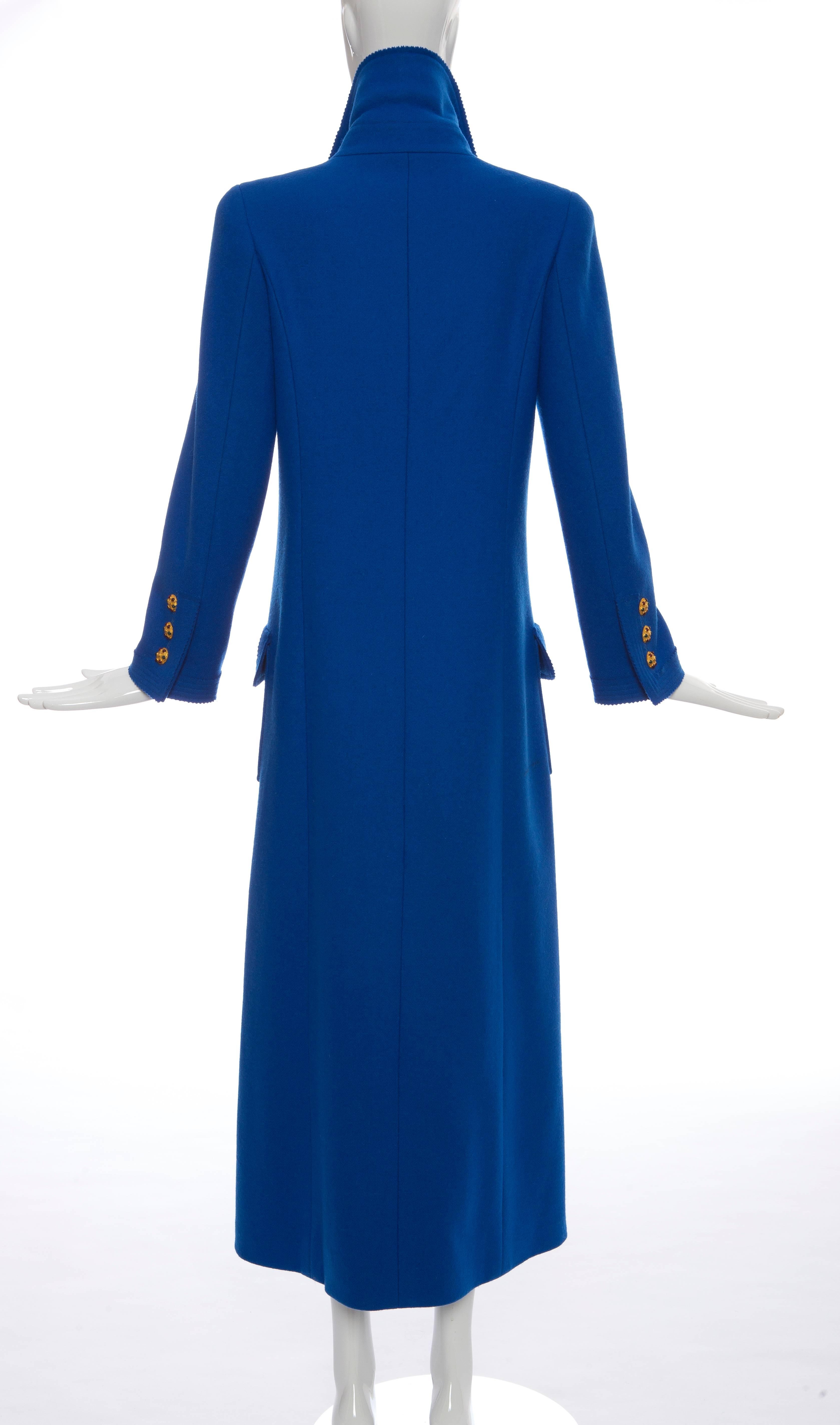 Women's Chanel Royal Blue Wool Double - Breasted Coat Maison Gripoix Buttons, Fall 1996