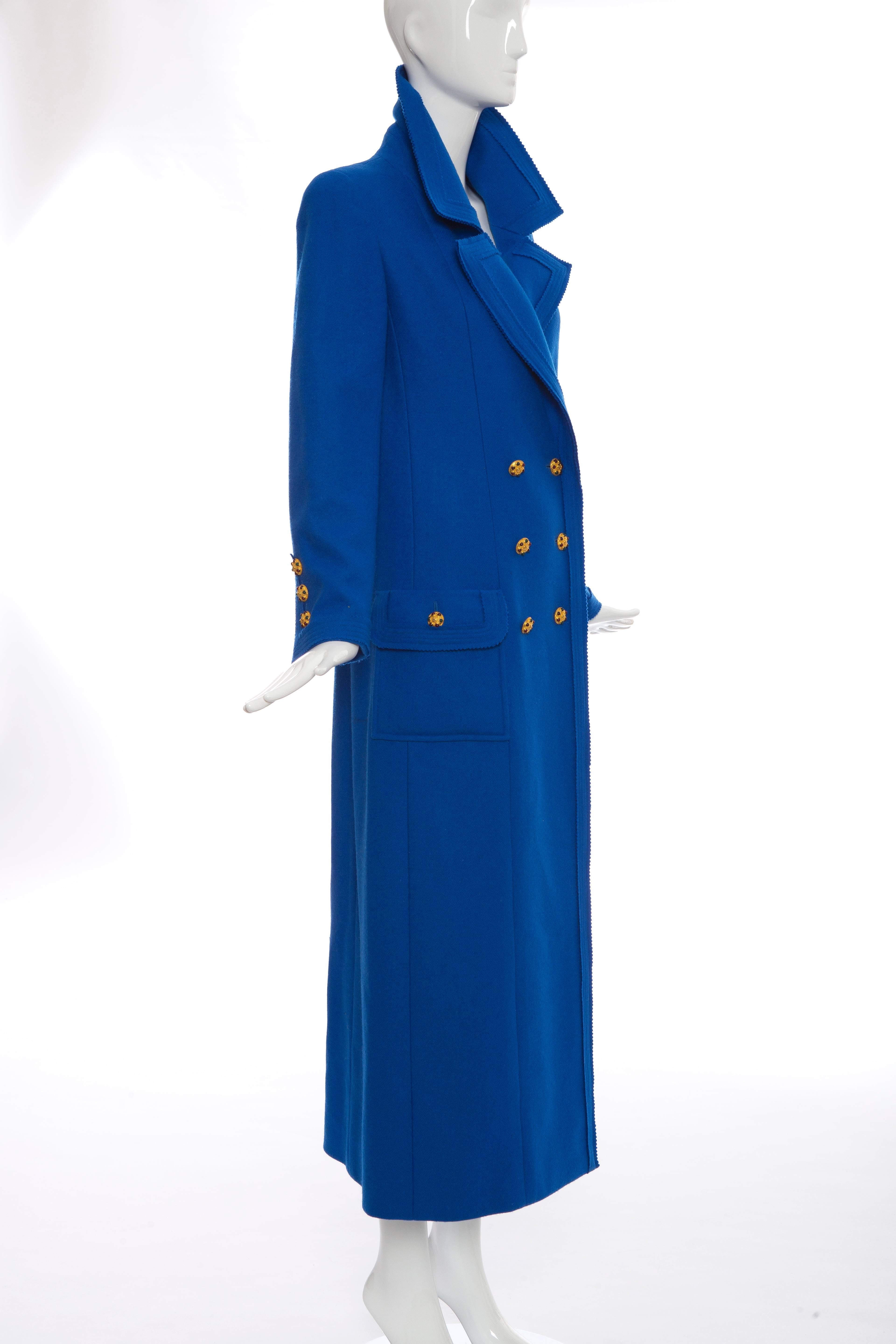 Chanel Royal Blue Wool Double - Breasted Coat Maison Gripoix Buttons, Fall 1996 1