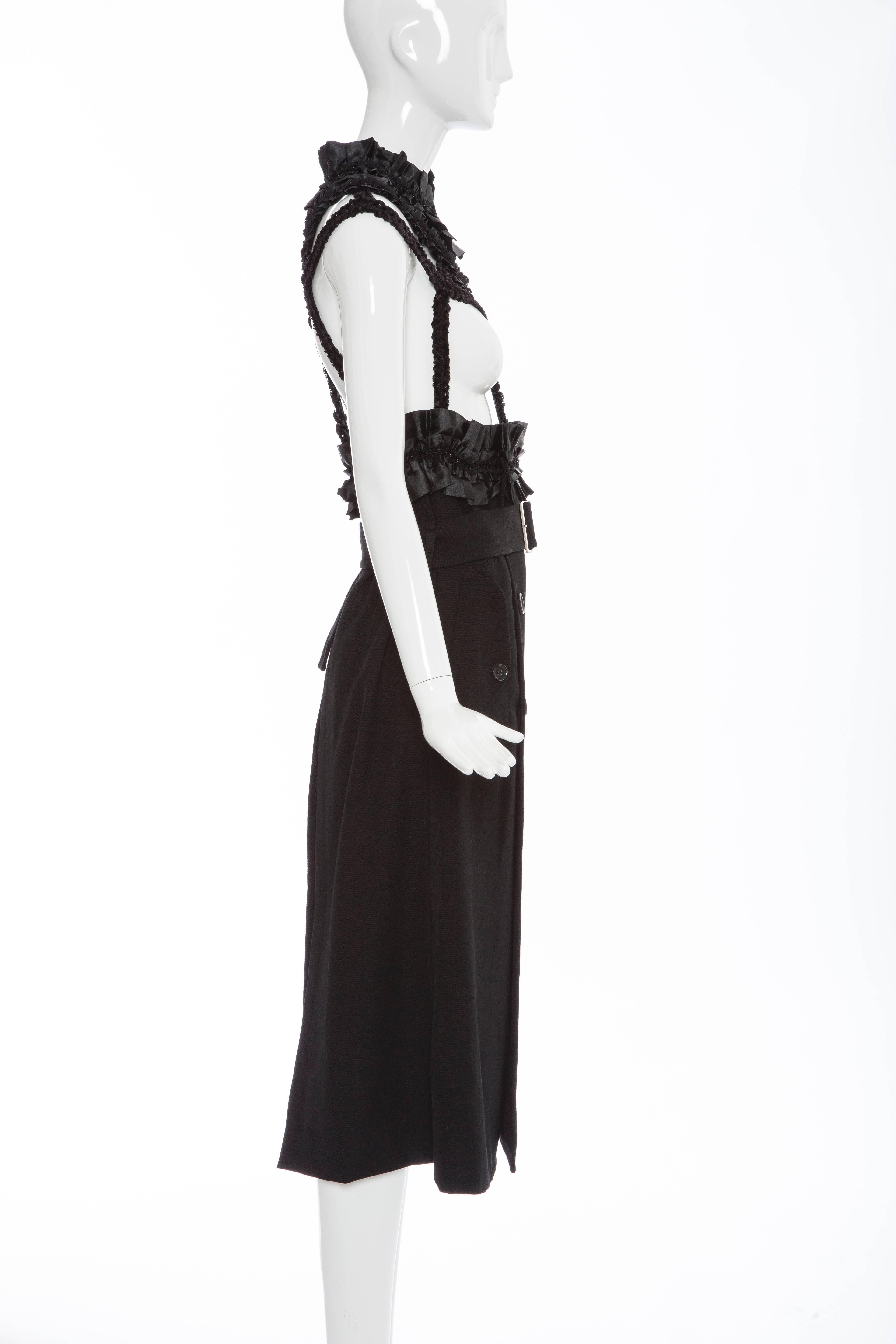 Comme des Garcons Black Wool & Satin Harness Dress, Autumn - Winter 2008 In Excellent Condition In Cincinnati, OH