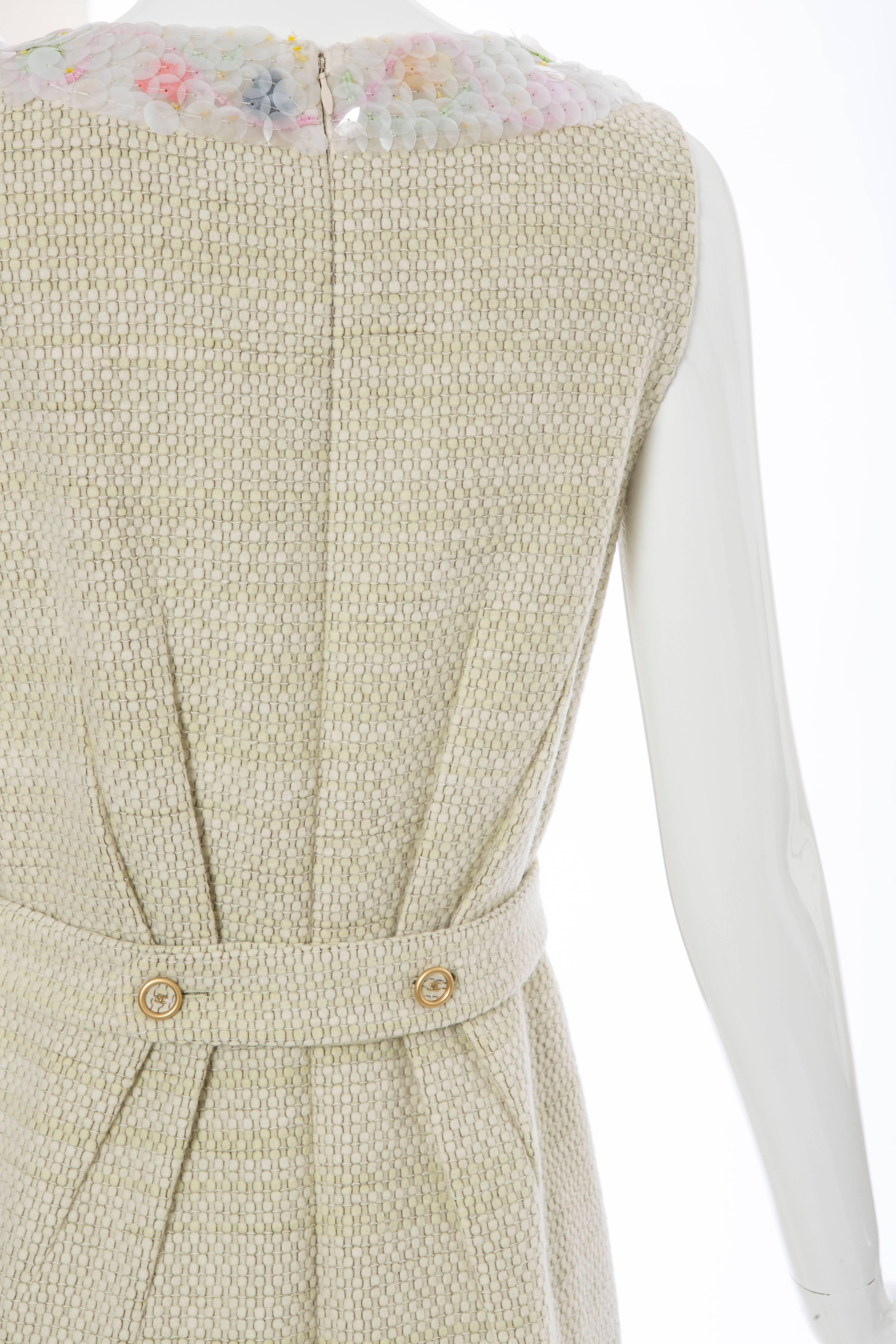 Chanel Wool Tweed Dress Clear Paillettes & Bead Embroidery, Fall 2001 3