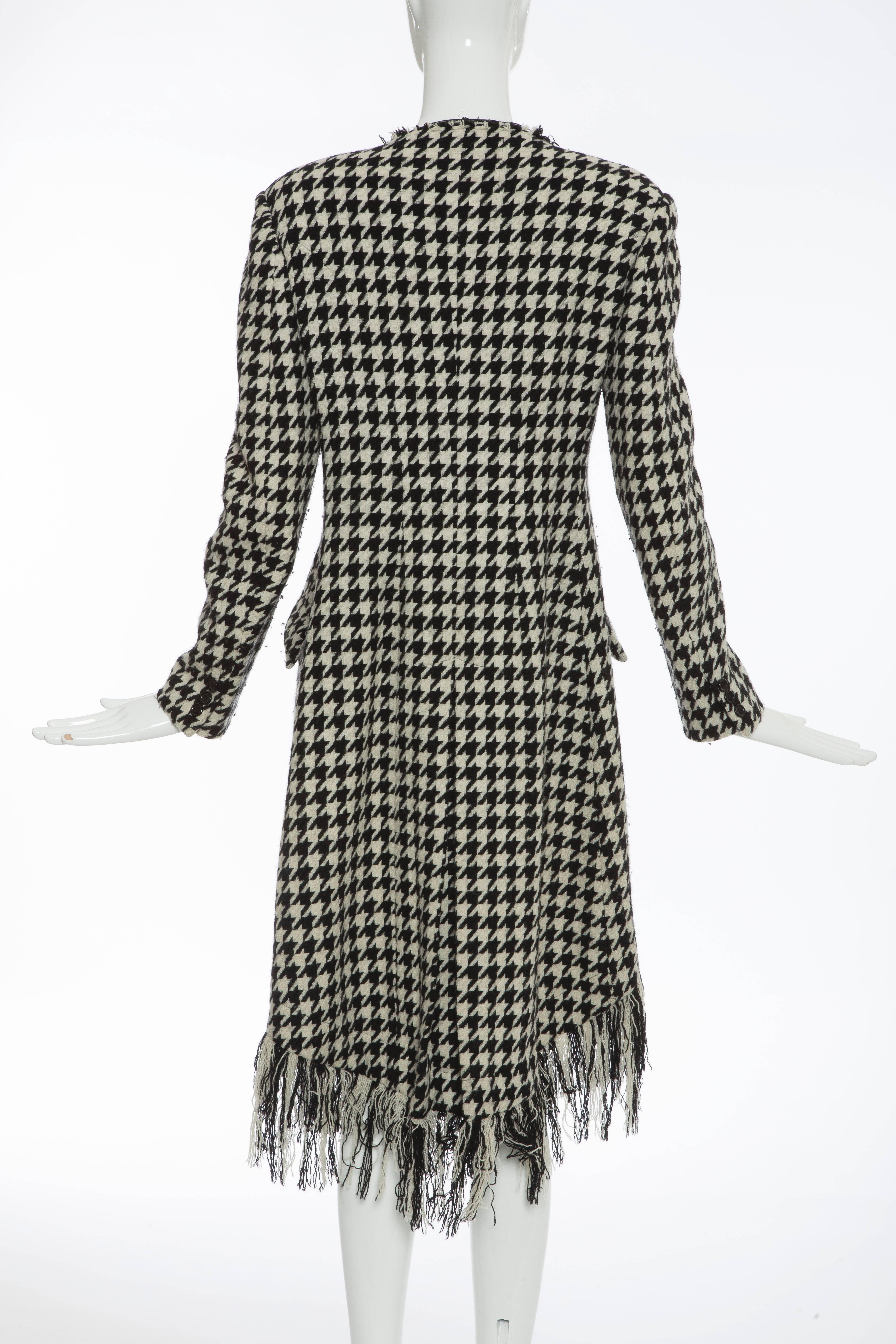Yohji Yamamoto Black And White Wool Tartan Fringed Jacket, Autumn - Winter 2003 In Excellent Condition In Cincinnati, OH