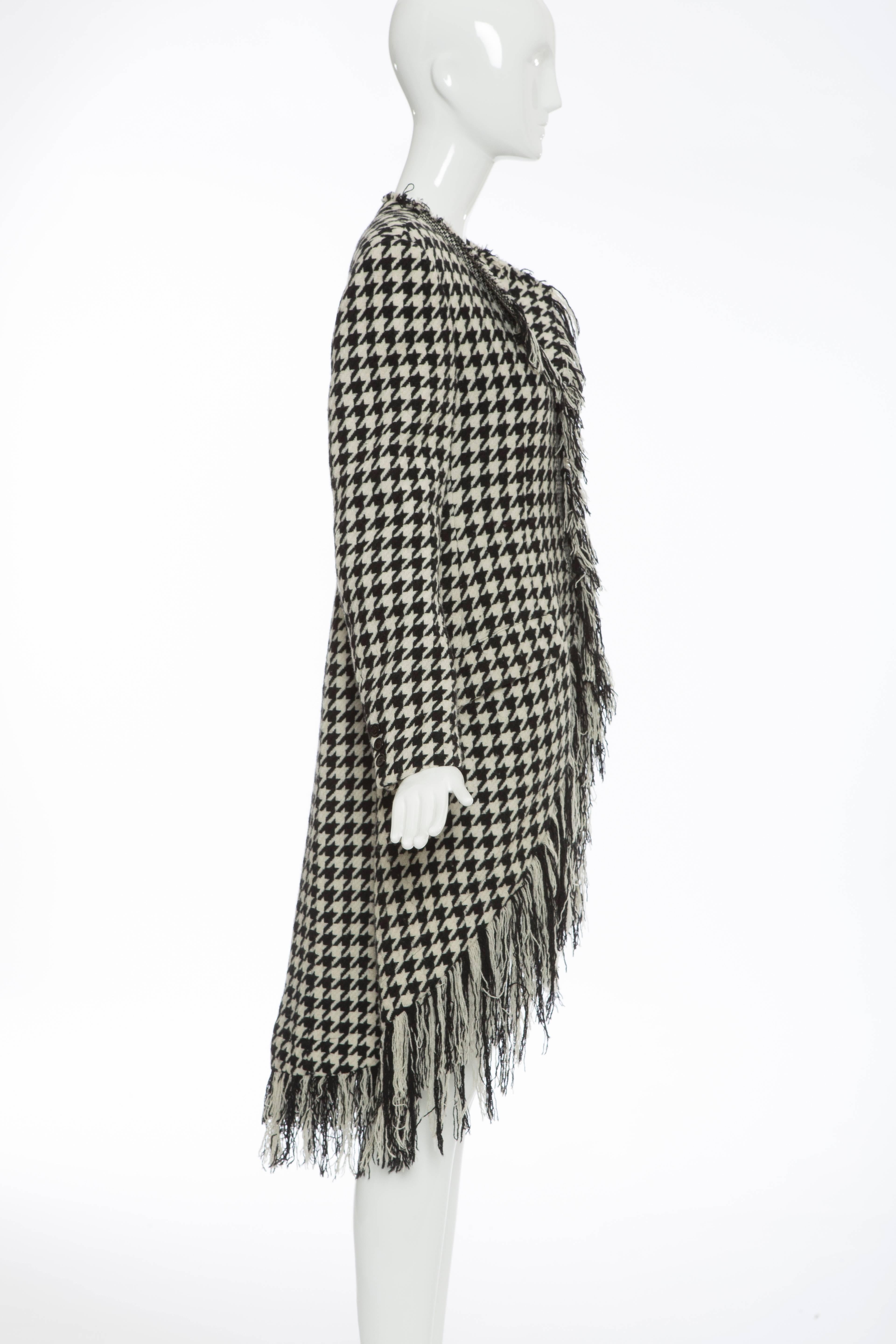 Women's Yohji Yamamoto Black And White Wool Tartan Fringed Jacket, Autumn - Winter 2003