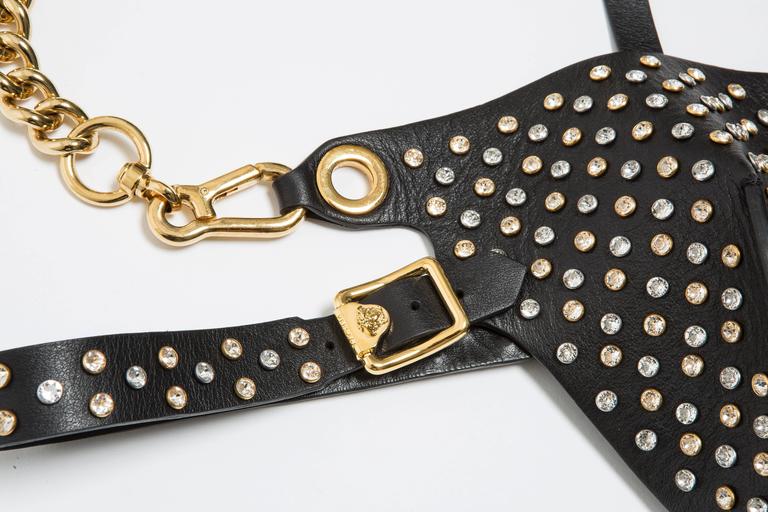 Versace Men's Leather And Crystal Embellished Codpiece, Autumn - Winter ...
