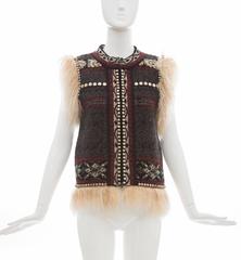 Jean Paul Gaultier Wool Vest With Mongolian Fur Trim, Fall 2010
