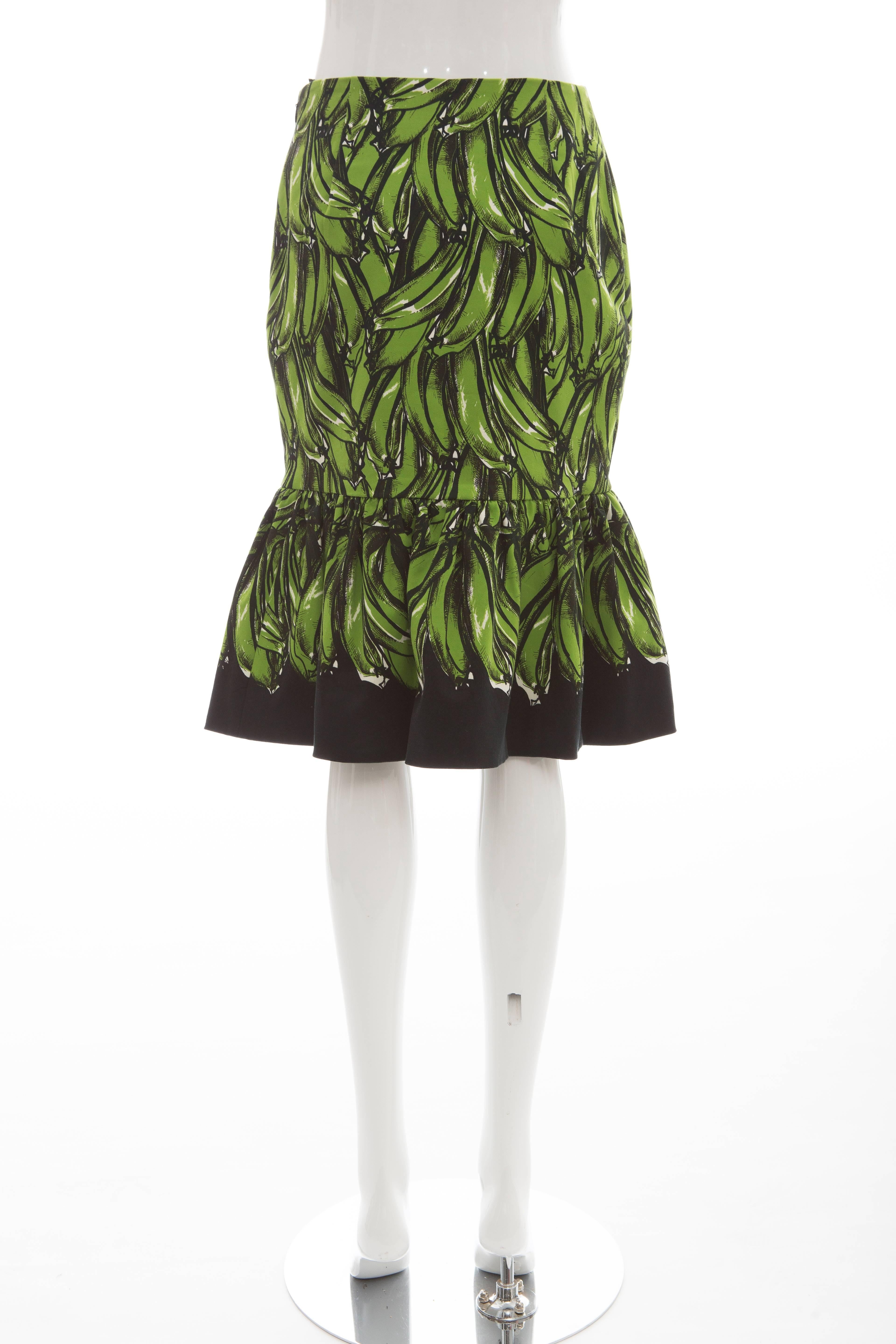 Black Prada Cotton Banana Print Skirt, Spring - Summer 2011