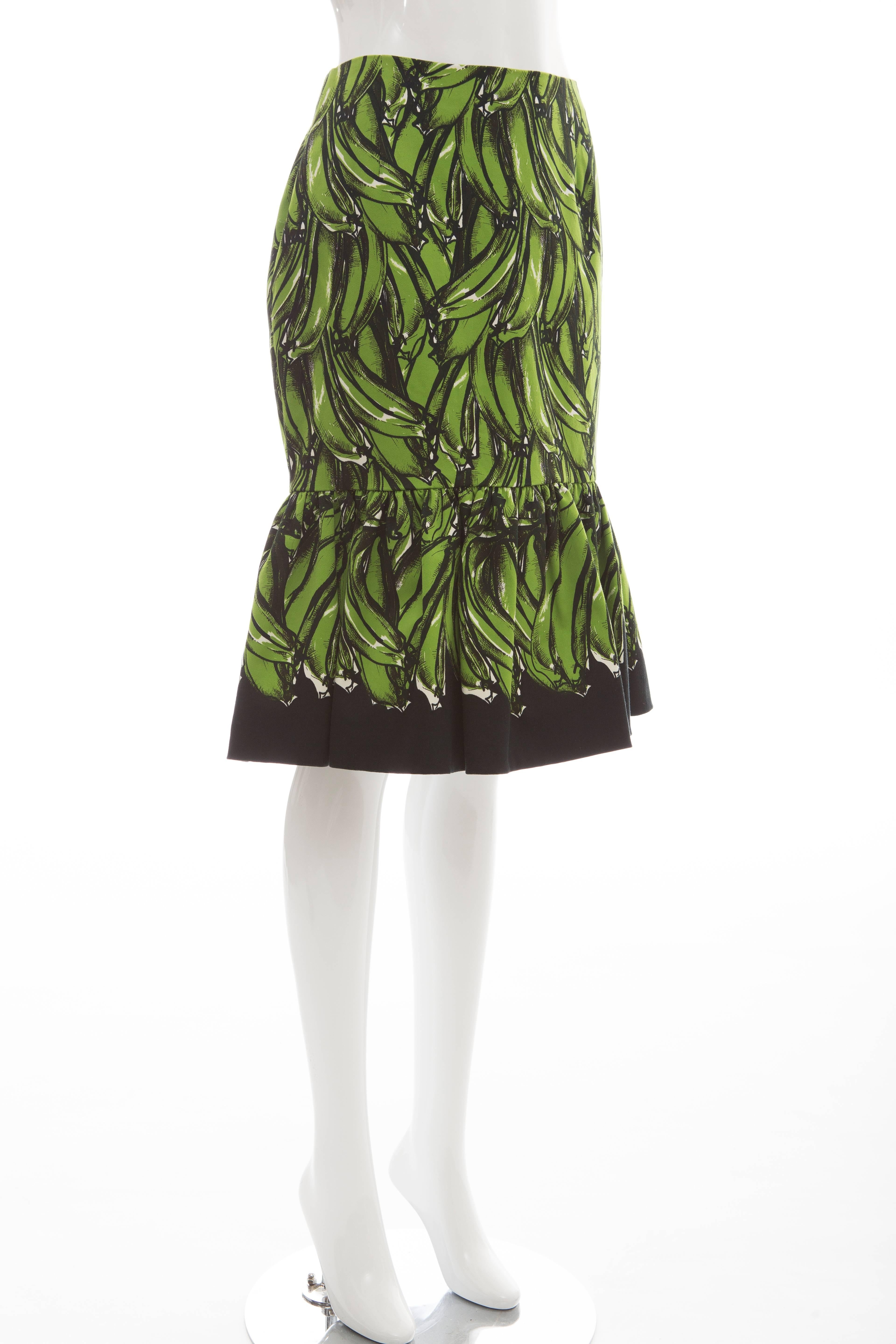 Prada Cotton Banana Print Skirt, Spring - Summer 2011 In Excellent Condition In Cincinnati, OH
