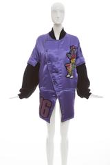 Kansai Yamamoto Purple Satin Jacket With Appliquéd Patches, Circa 1980's