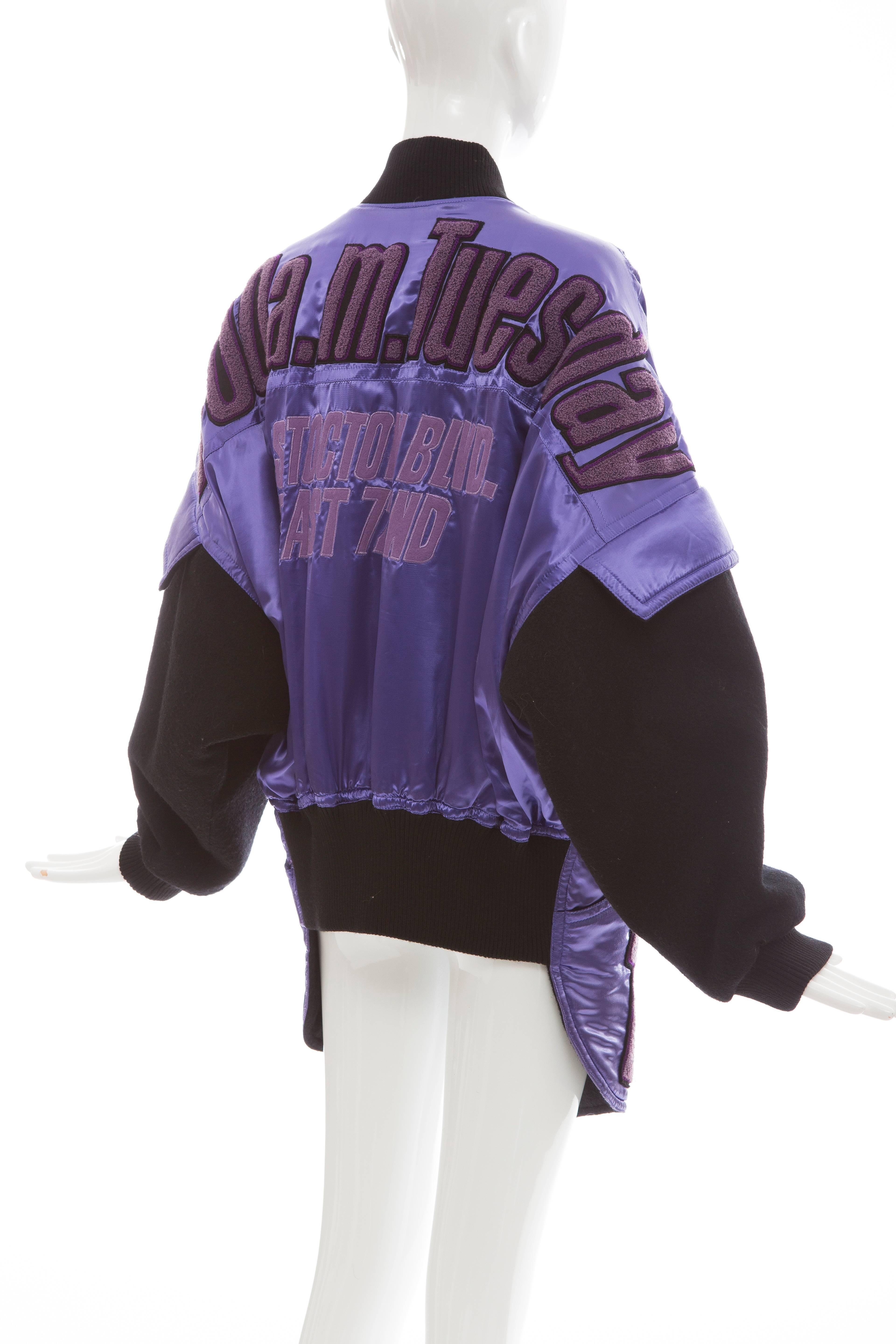 Kansai Yamamoto Purple Satin Jacket With Appliquéd Patches, Circa 1980's For Sale 2