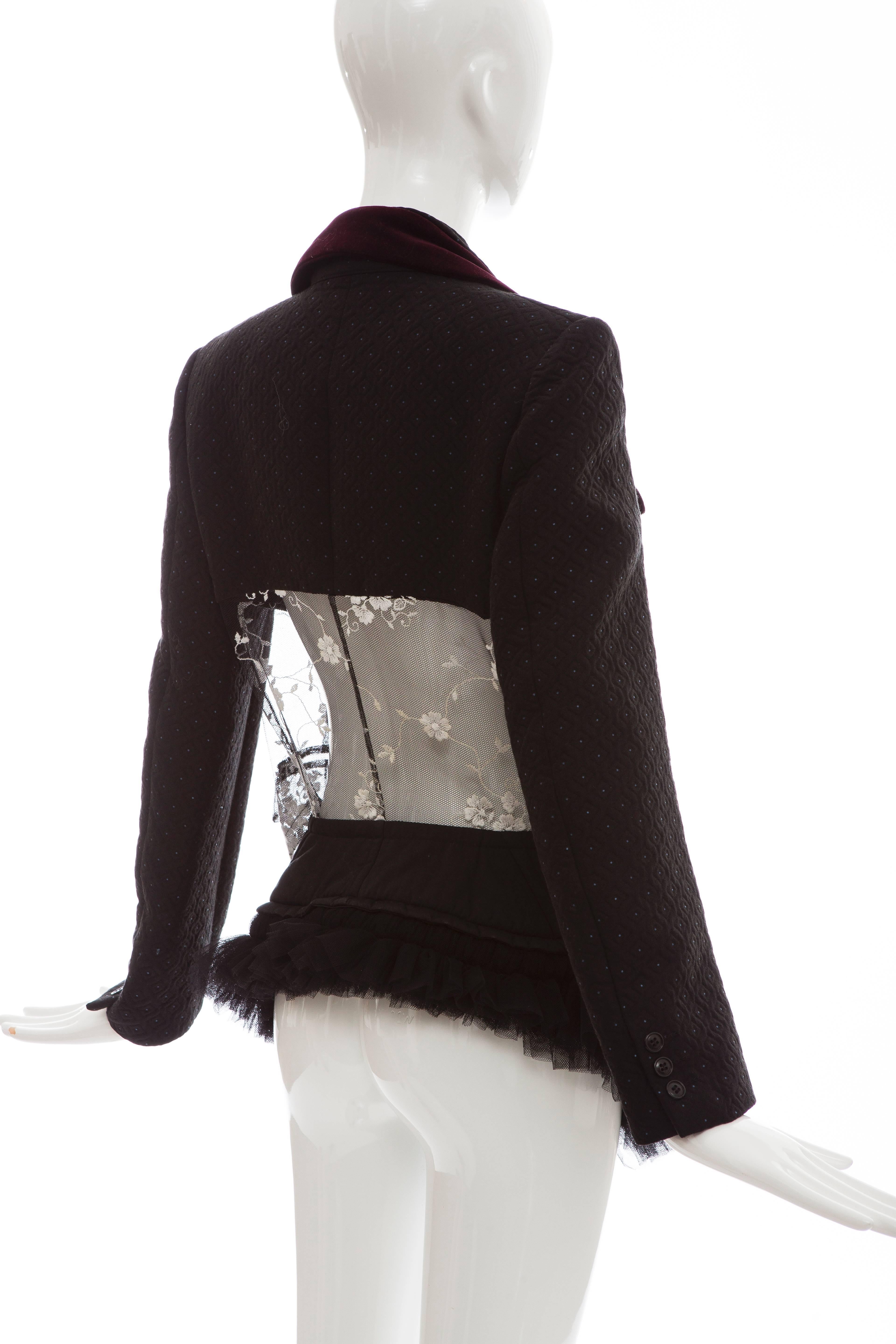 Comme des Garcons Quilted Blazer With Velvet Lapels & Lace Bodice, Fall 2001 2