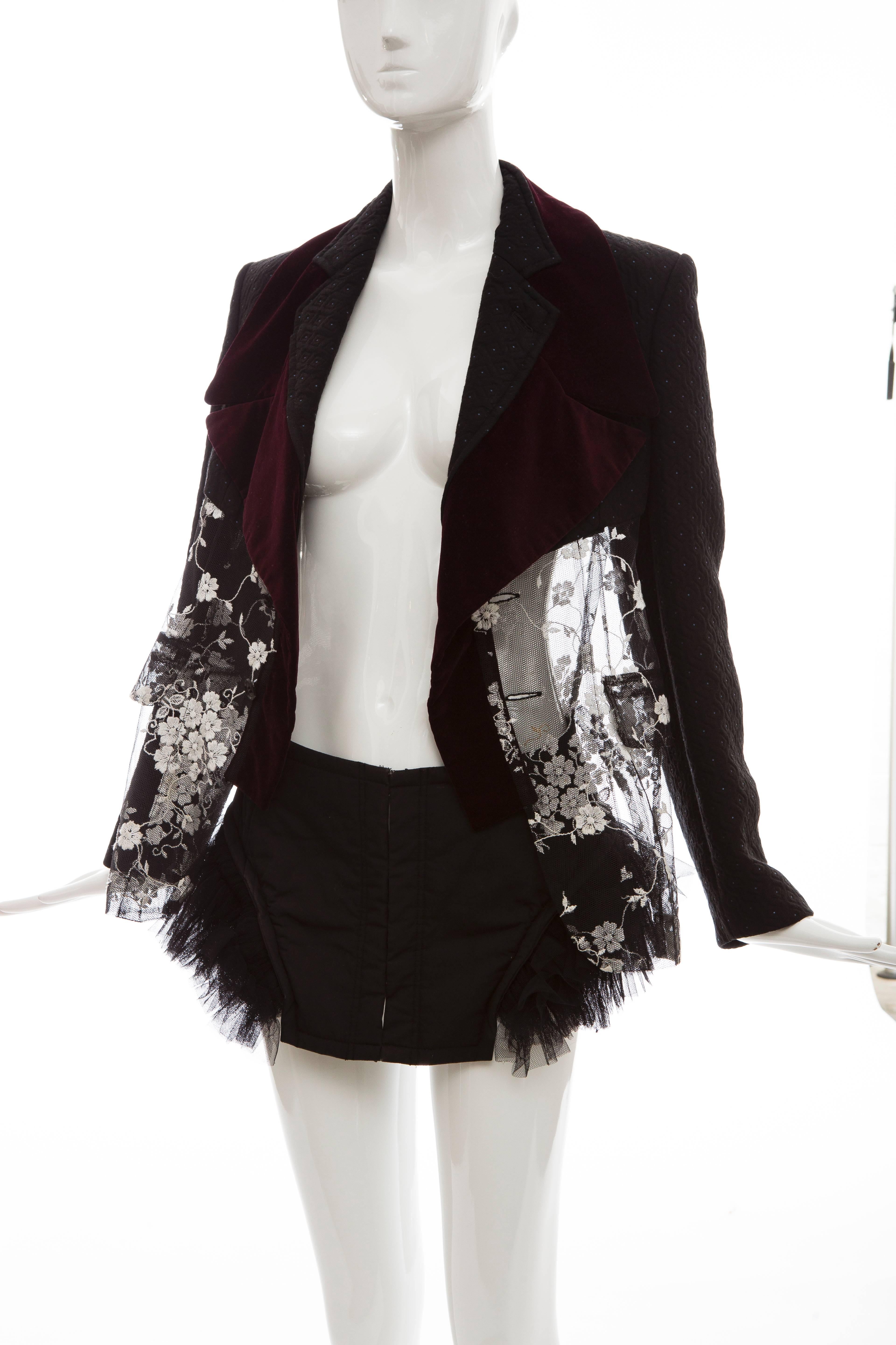 Comme des Garcons Quilted Blazer With Velvet Lapels & Lace Bodice, Fall 2001 4