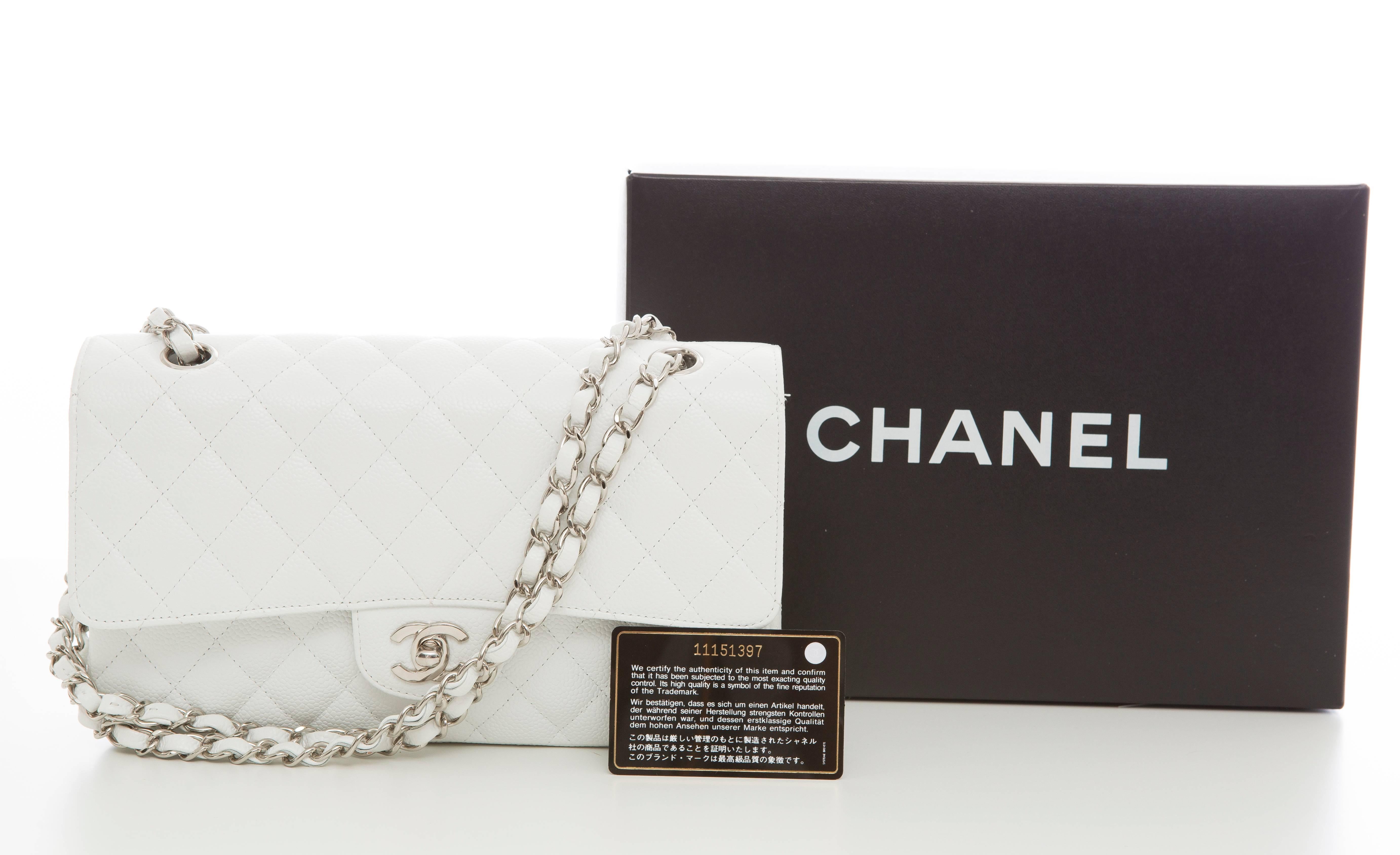 Chanel White Quilted Caviar Medium Double Flap Bag, Spring - Summer 2006 2