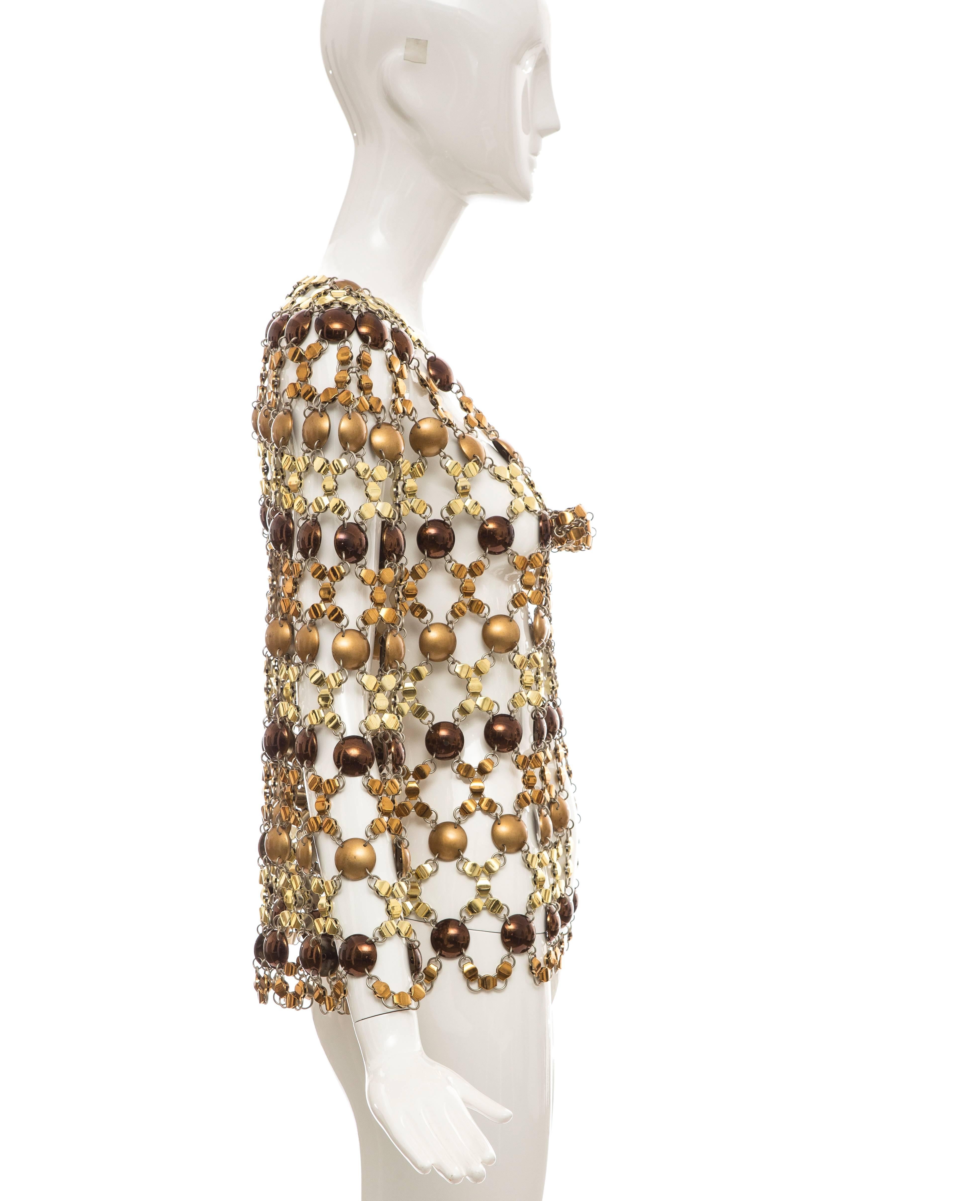 Paco Rabanne Gold & Bronze Metall Kettenhemd:: ca. 1970er Jahre im Zustand „Hervorragend“ in Cincinnati, OH