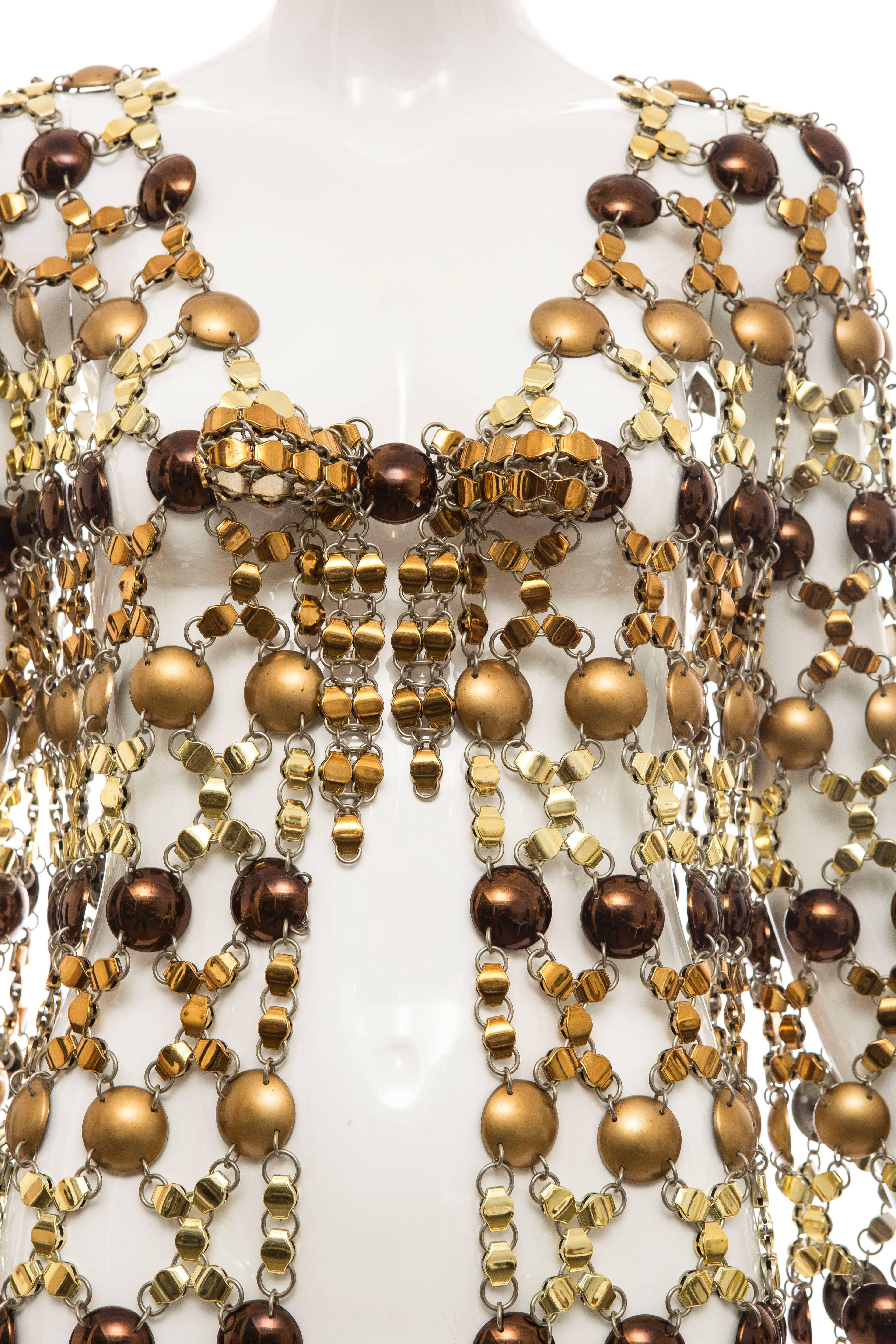Paco Rabanne Gold & Bronze Metall Kettenhemd:: ca. 1970er Jahre 2