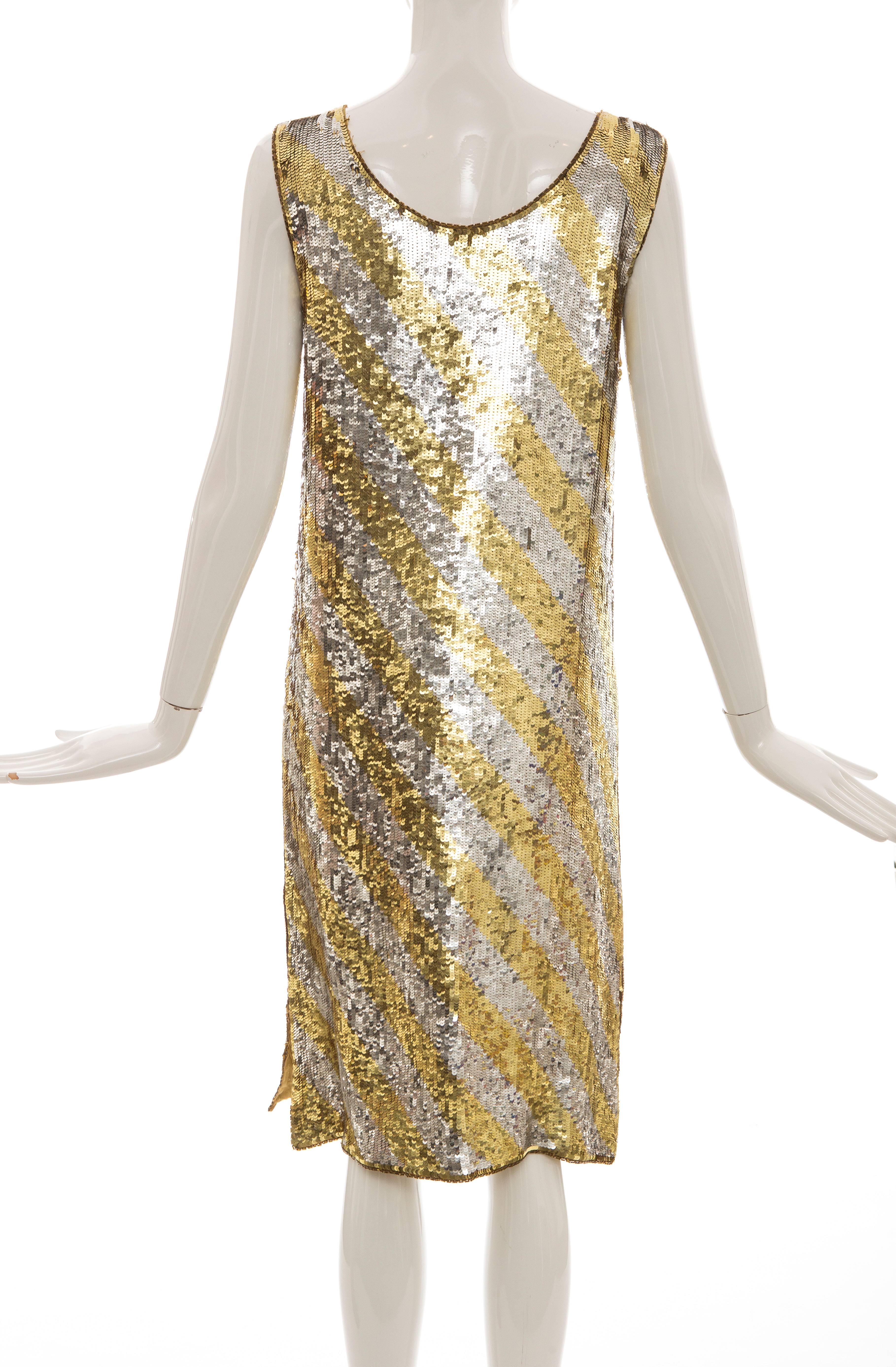 Beige  Marc Bohan for Christian Dior Embroidered Sequin Dress, Circa 1970s For Sale