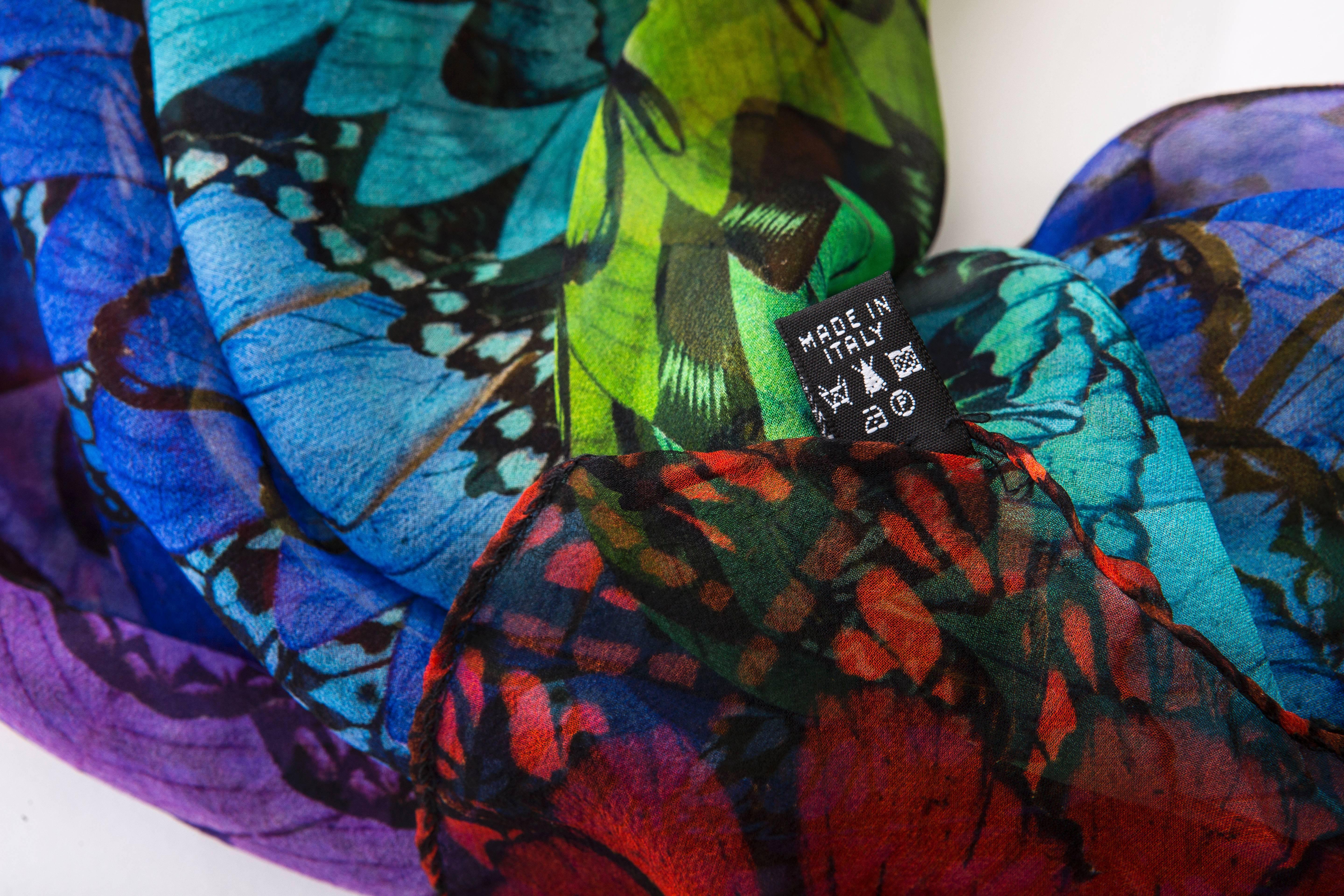 alexander mcqueen multicoloured butterfly patterned scarf