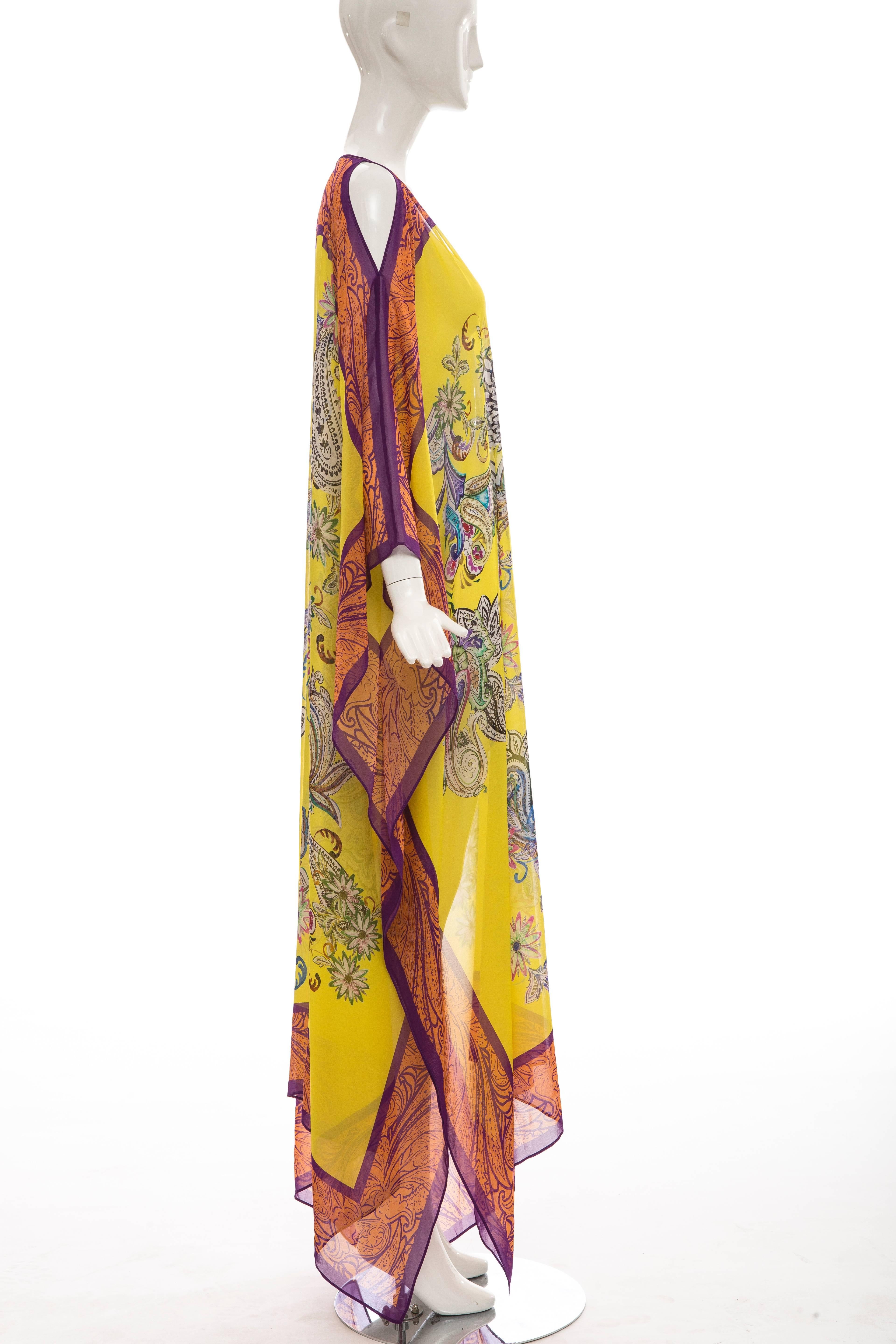 Brown Etro Silk Chiffon Paisley Printed Kaftan