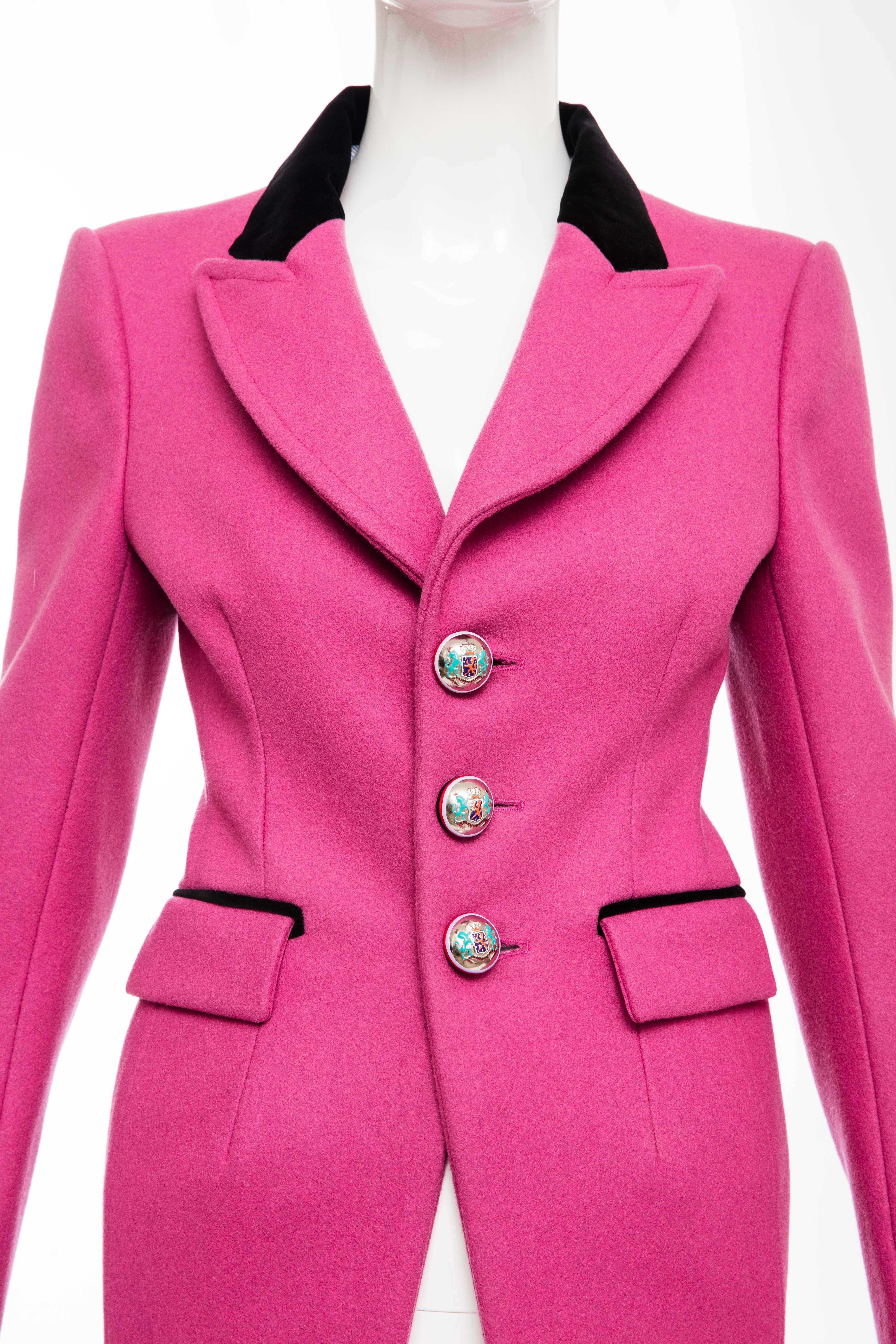 Women's  Nicolas Ghesquière for Balenciaga Runway Pink Wool Velvet Blazer, Fall 2007 For Sale