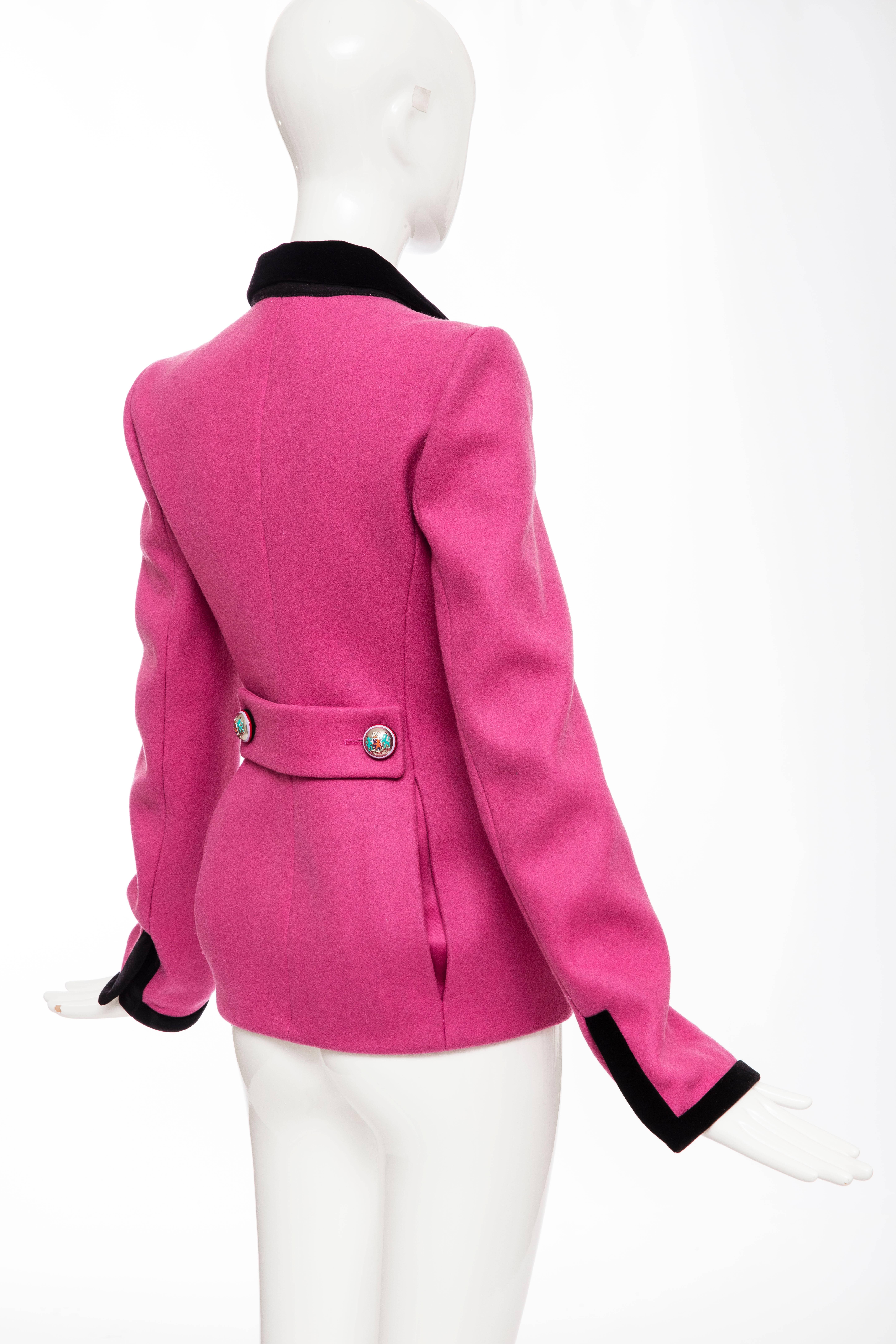  Nicolas Ghesquière for Balenciaga Runway Pink Wool Velvet Blazer, Fall 2007 For Sale 1