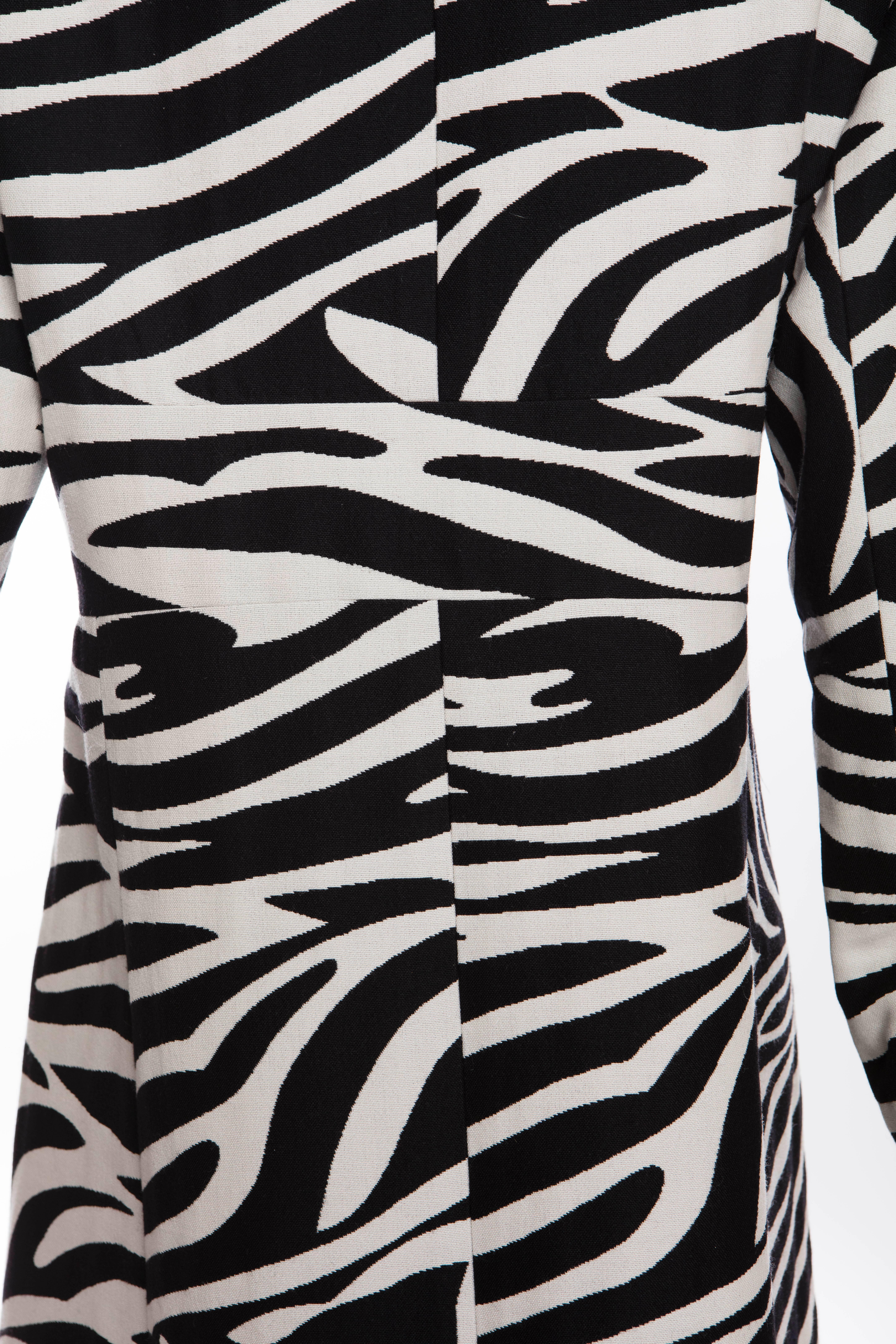 Black Michael Kors For Celine Wool Zebra Print Coat