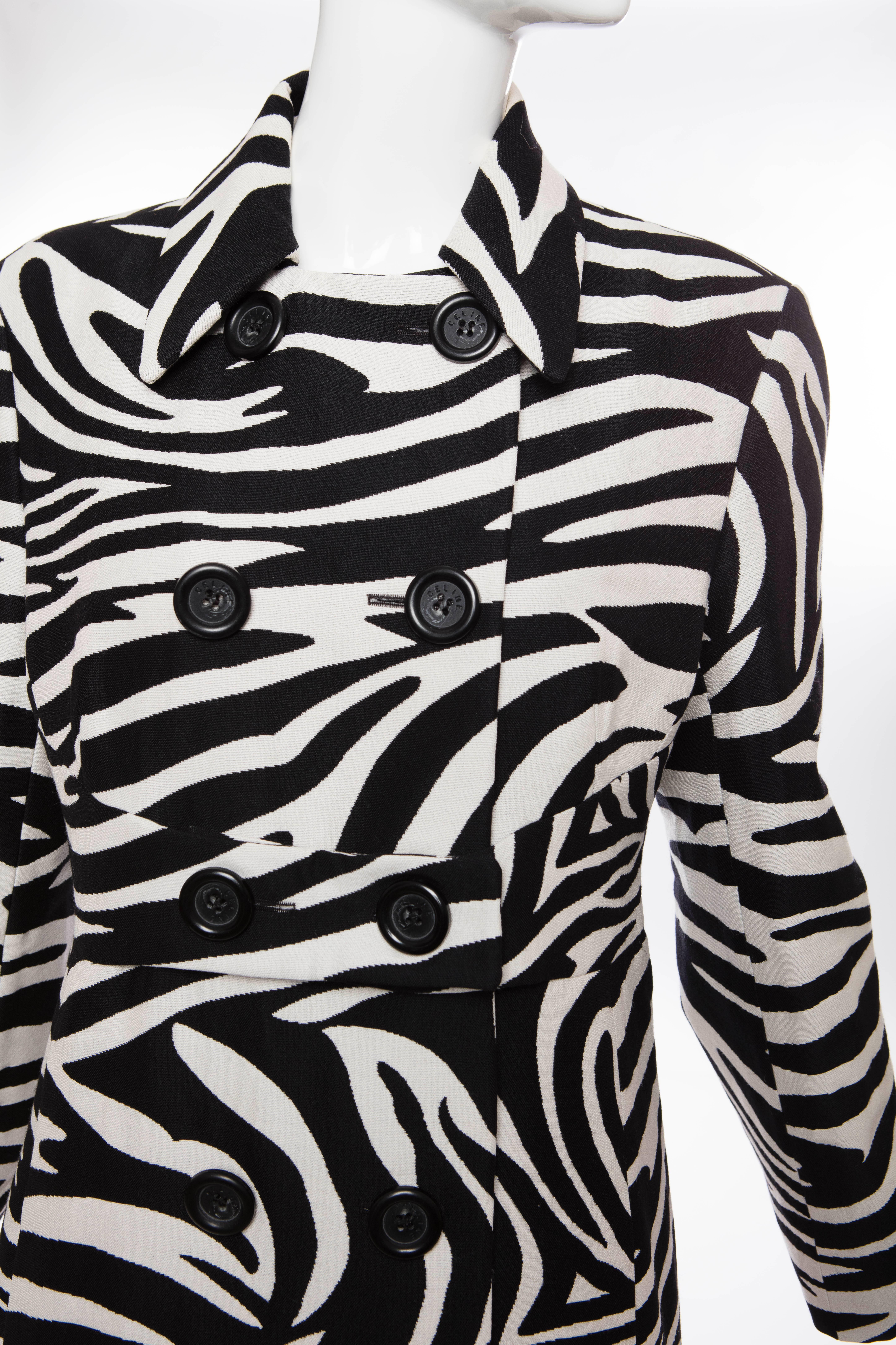 Michael Kors For Celine Wool Zebra Print Coat In Excellent Condition In Cincinnati, OH