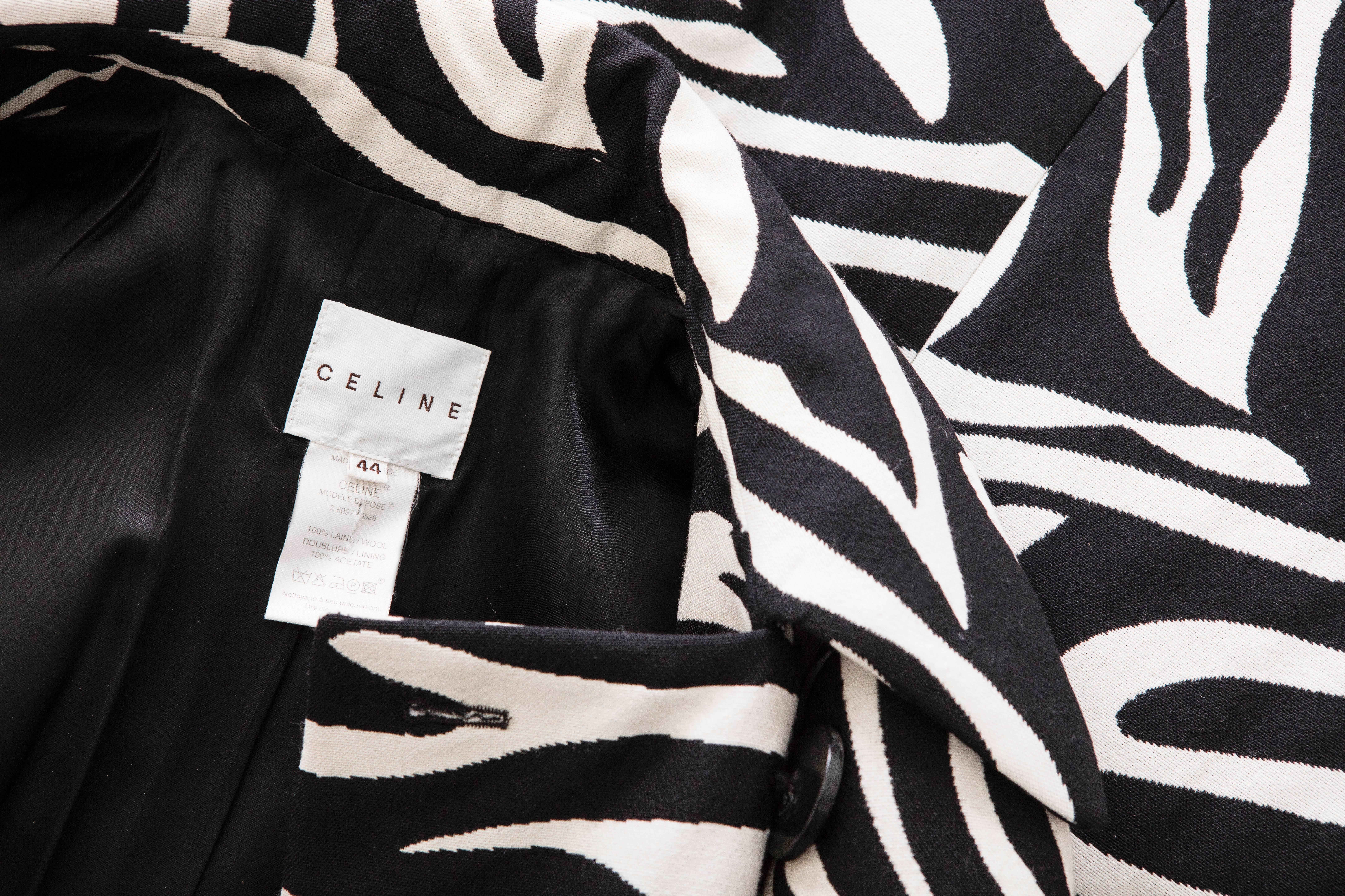 Women's Michael Kors For Celine Wool Zebra Print Coat