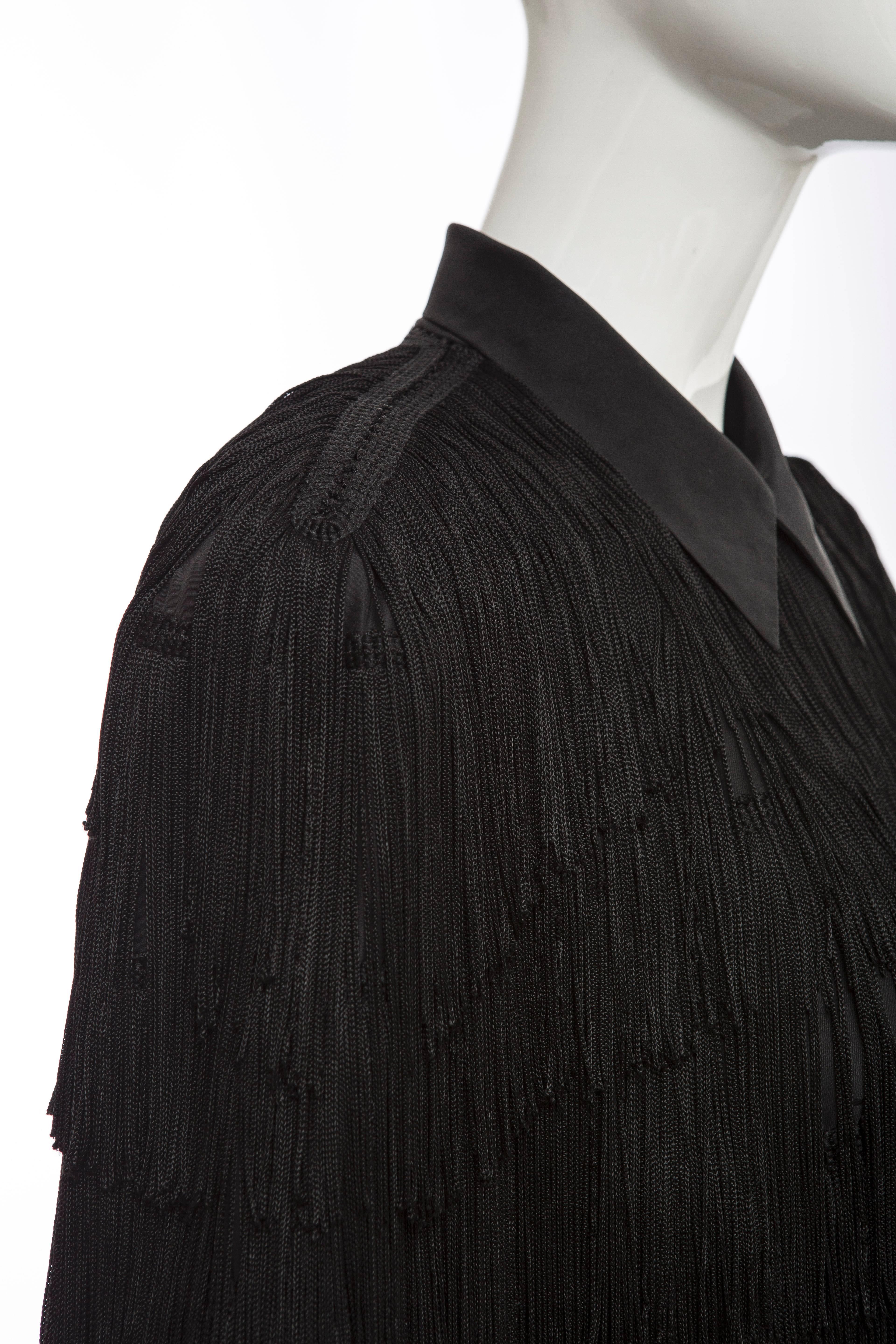 Norma Kamali OMO Black Fringe Cropped Jacket, Circa 1980's 5