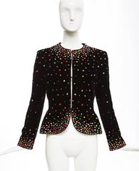 Bill Blass Black Silk Velvet Jacket Prong Set Crystals, Autumn - Winter 1979
