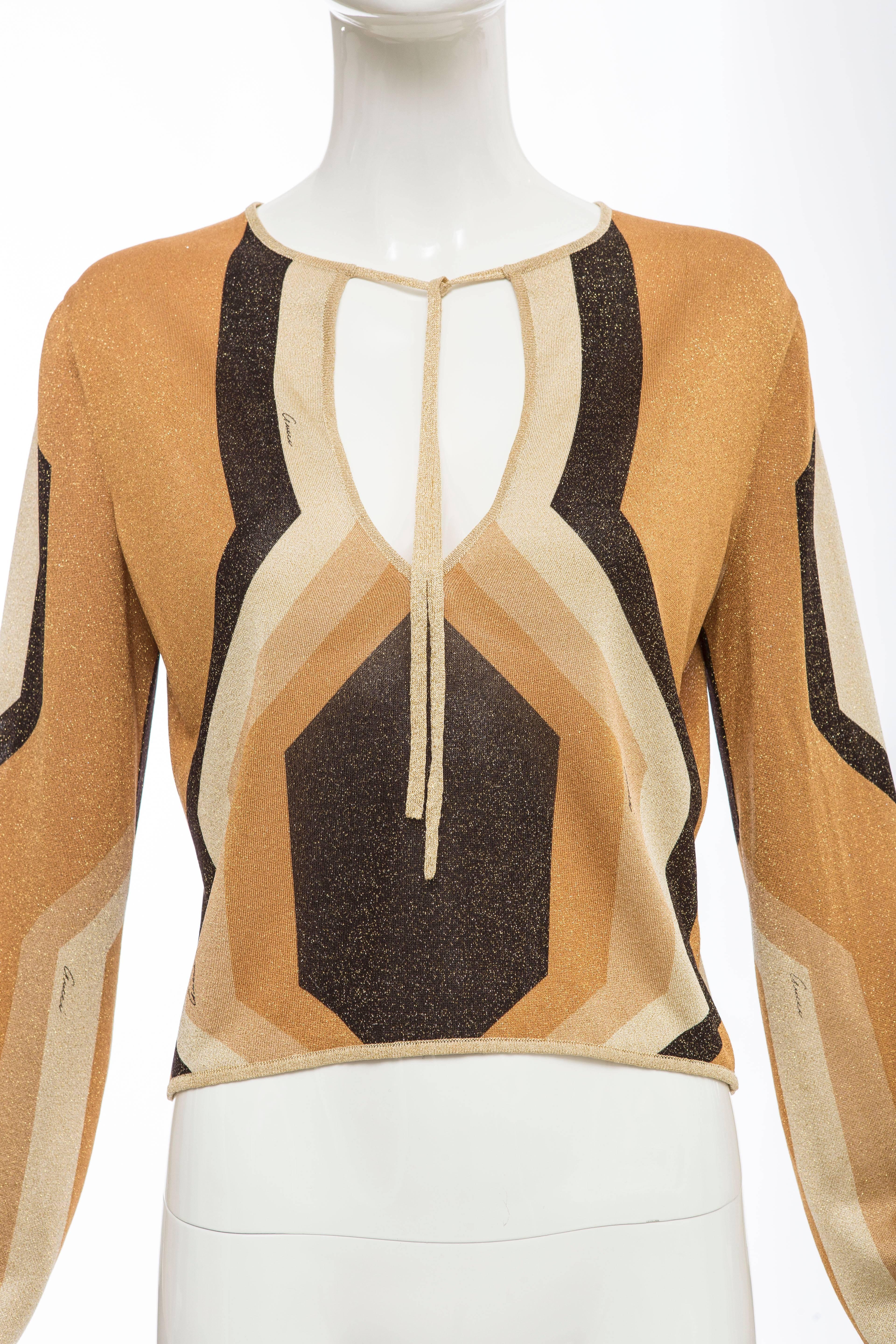 Brown Tom Ford For Gucci Geometric Lurex Top, Autumn - Winter 2000