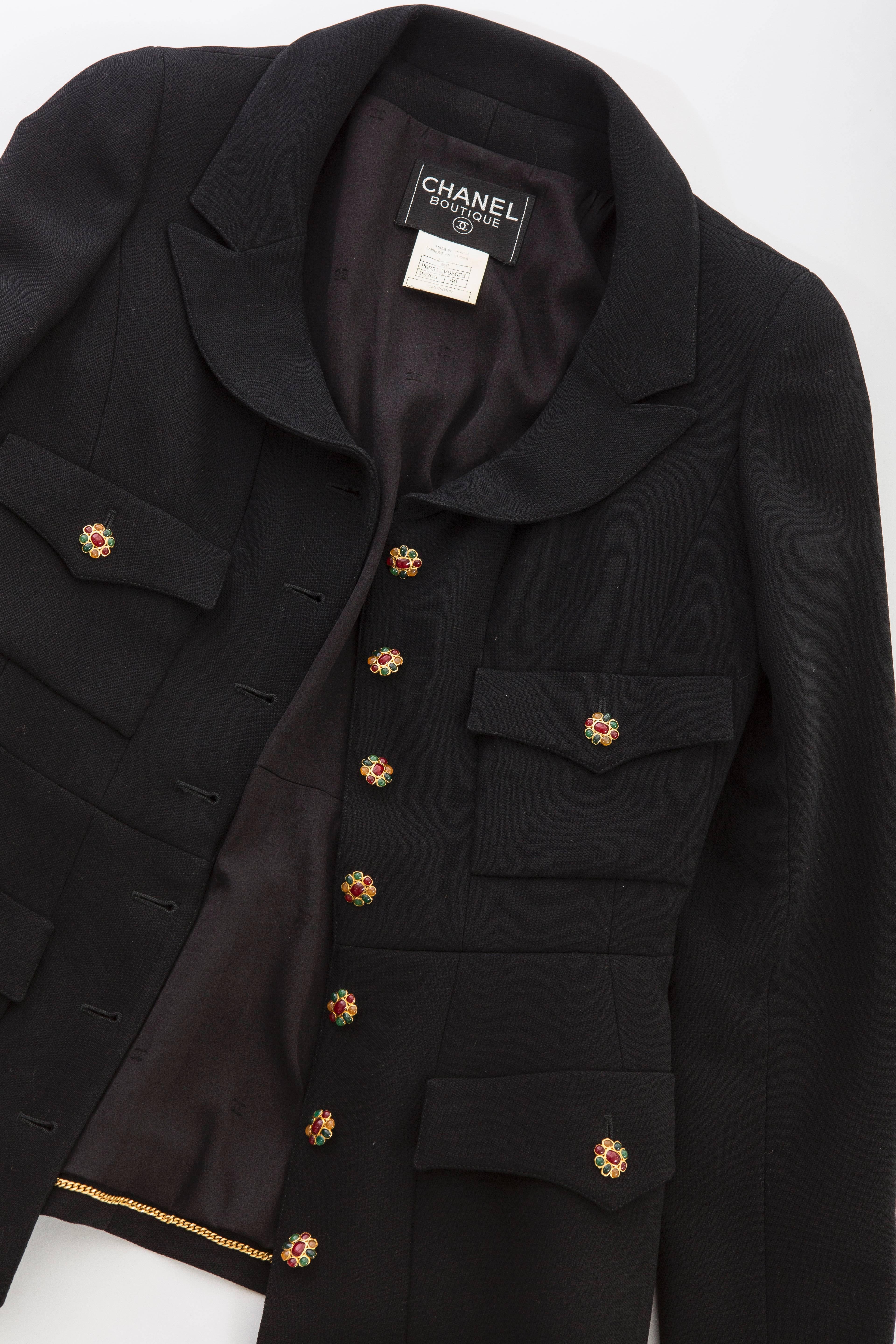 Chanel Black Wool Jacket With Gripoix Buttons, Autumn - Winter 1996 3