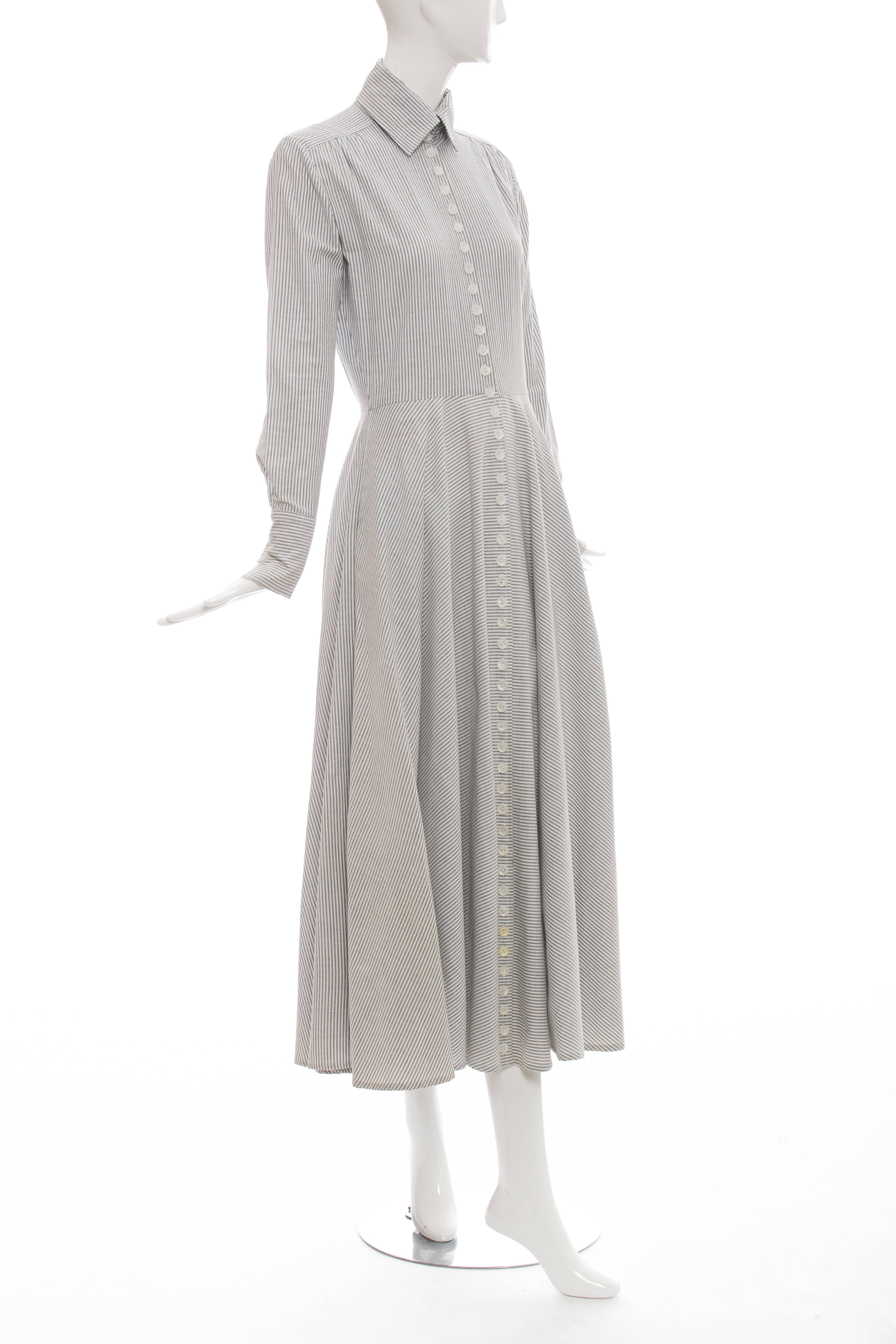 Women's Norma Kamali Mother Of Pearl Button Front Cotton Dress, Circa 1980s