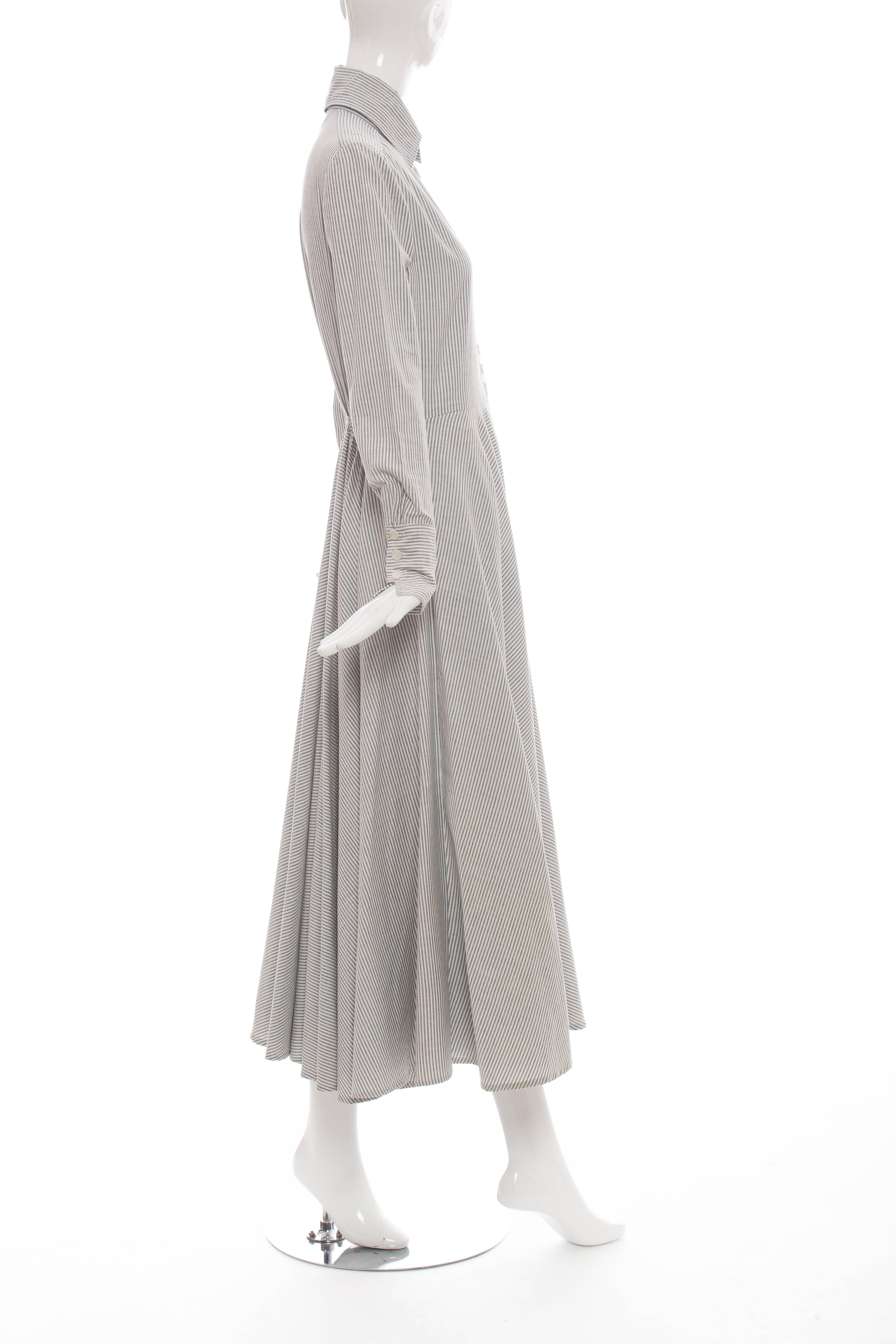 Norma Kamali Mother Of Pearl Button Front Cotton Dress, Circa 1980s 2