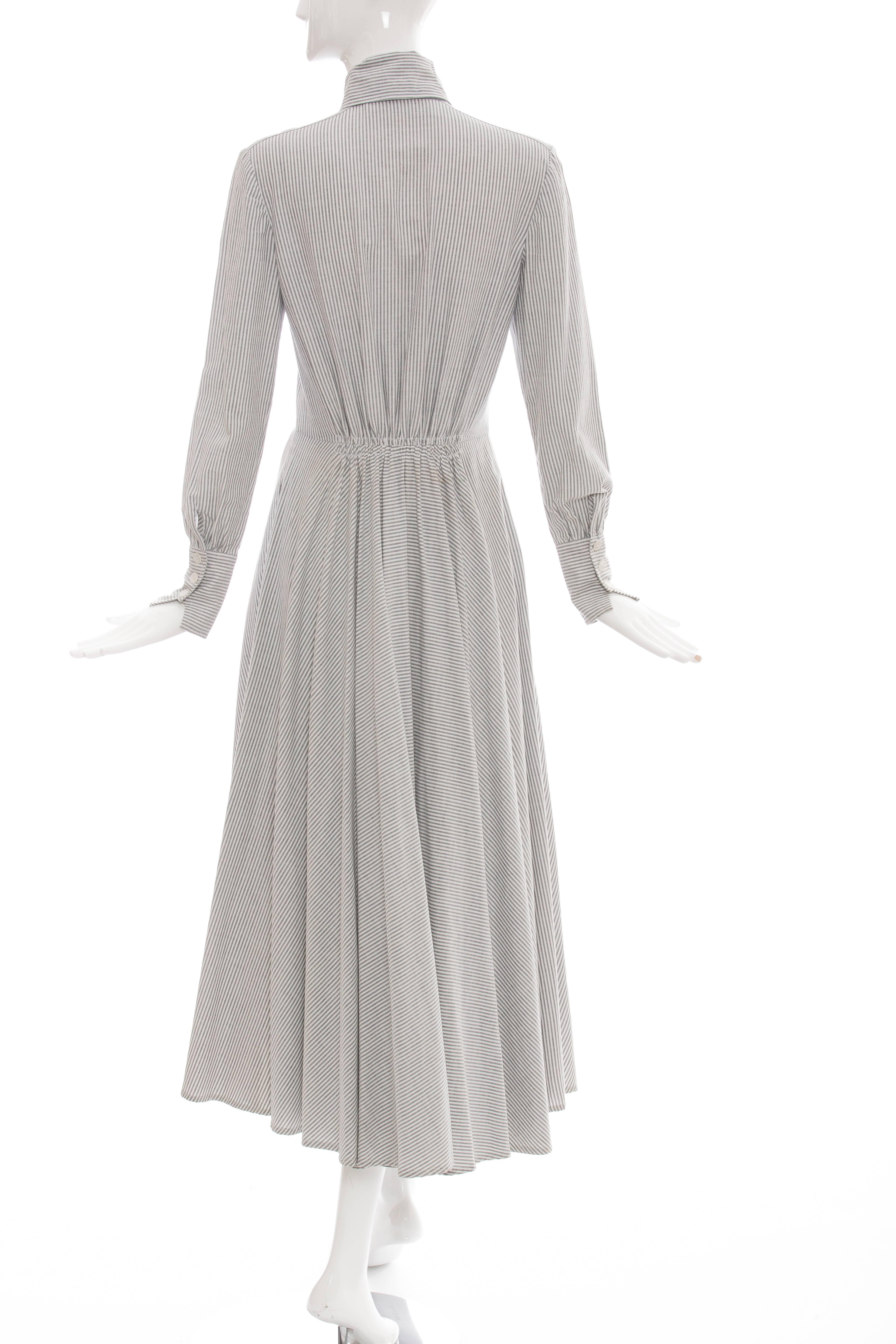 Norma Kamali Mother Of Pearl Button Front Cotton Dress, Circa 1980s 3