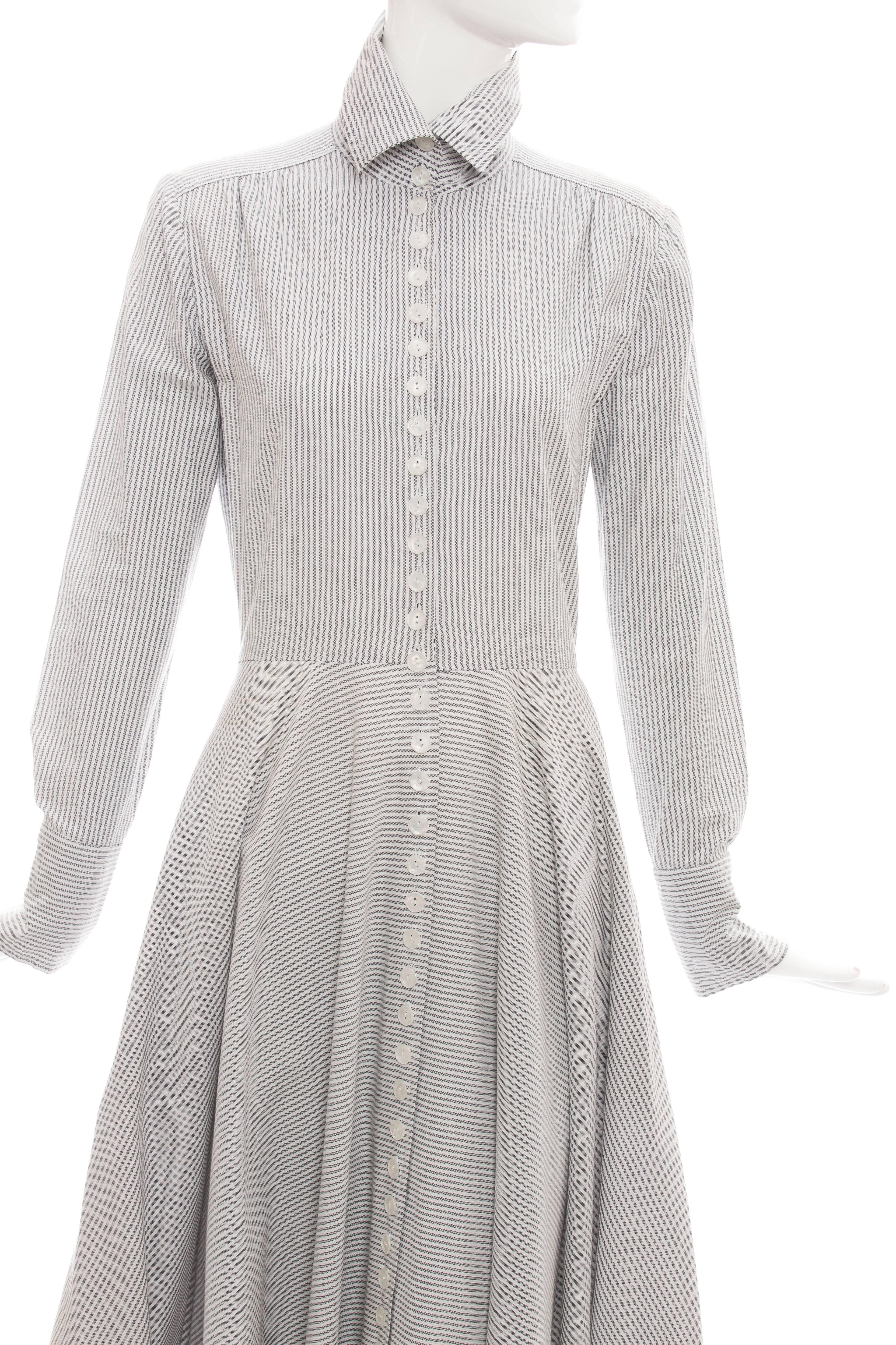 Norma Kamali Mother Of Pearl Button Front Cotton Dress, Circa 1980s 4