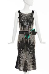 Dolce & Gabbana Black Silk Velvet Evening Dress With Prong Set Crystals