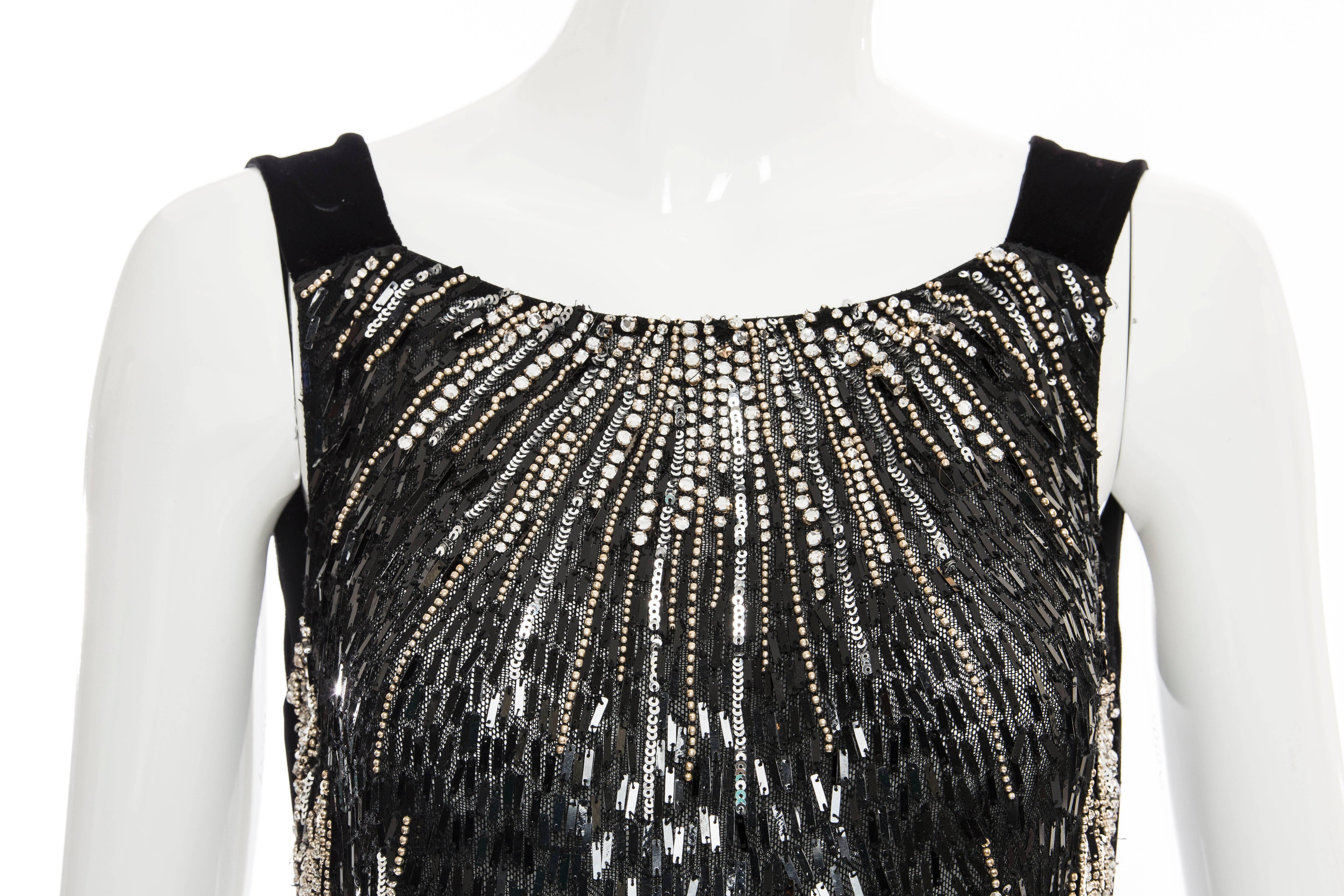 Dolce & Gabbana Black Silk Velvet Evening Dress With Prong Set Crystals For Sale 5