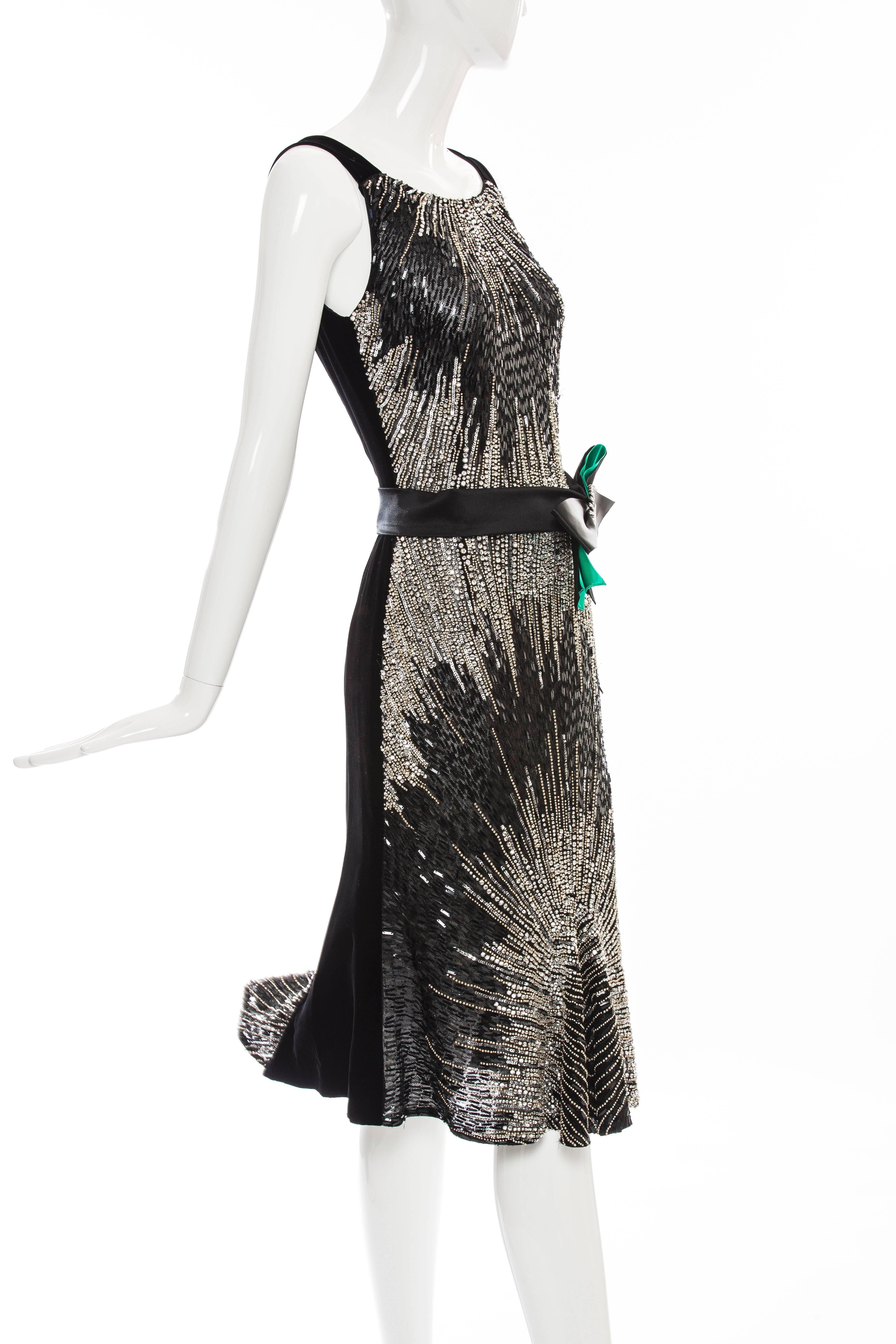 Dolce & Gabbana Black Silk Velvet Evening Dress With Prong Set Crystals For Sale 2