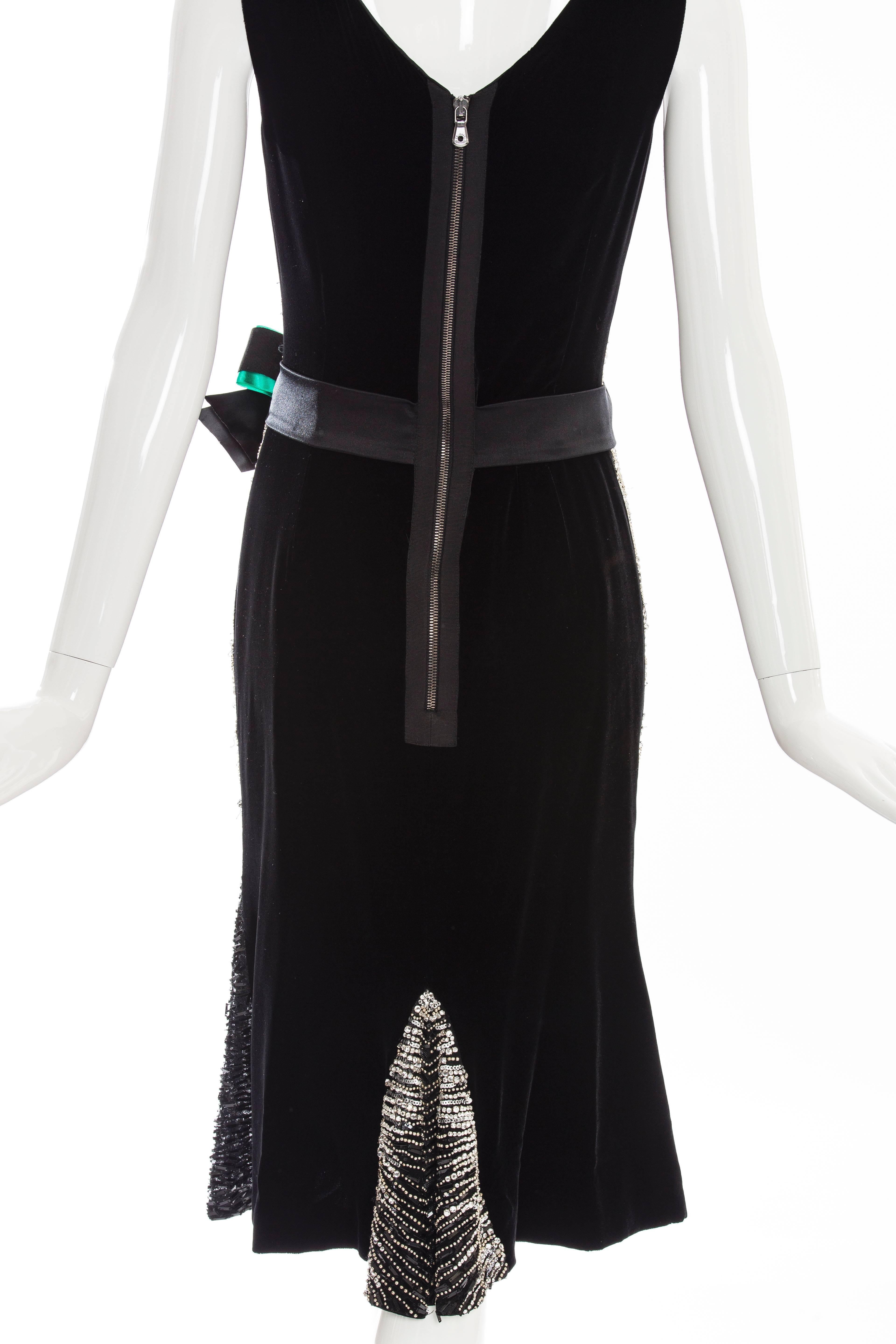 Dolce & Gabbana Black Silk Velvet Evening Dress With Prong Set Crystals For Sale 3