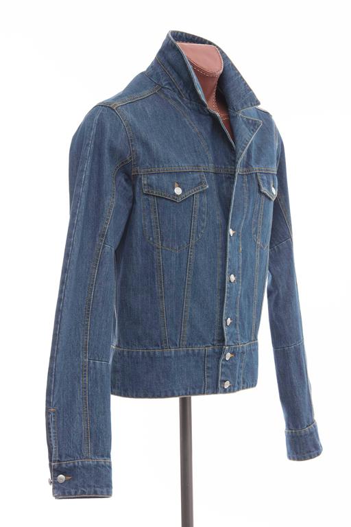 John Galliano Men's Denim Jacket With Embroidered Back and Leather ...
