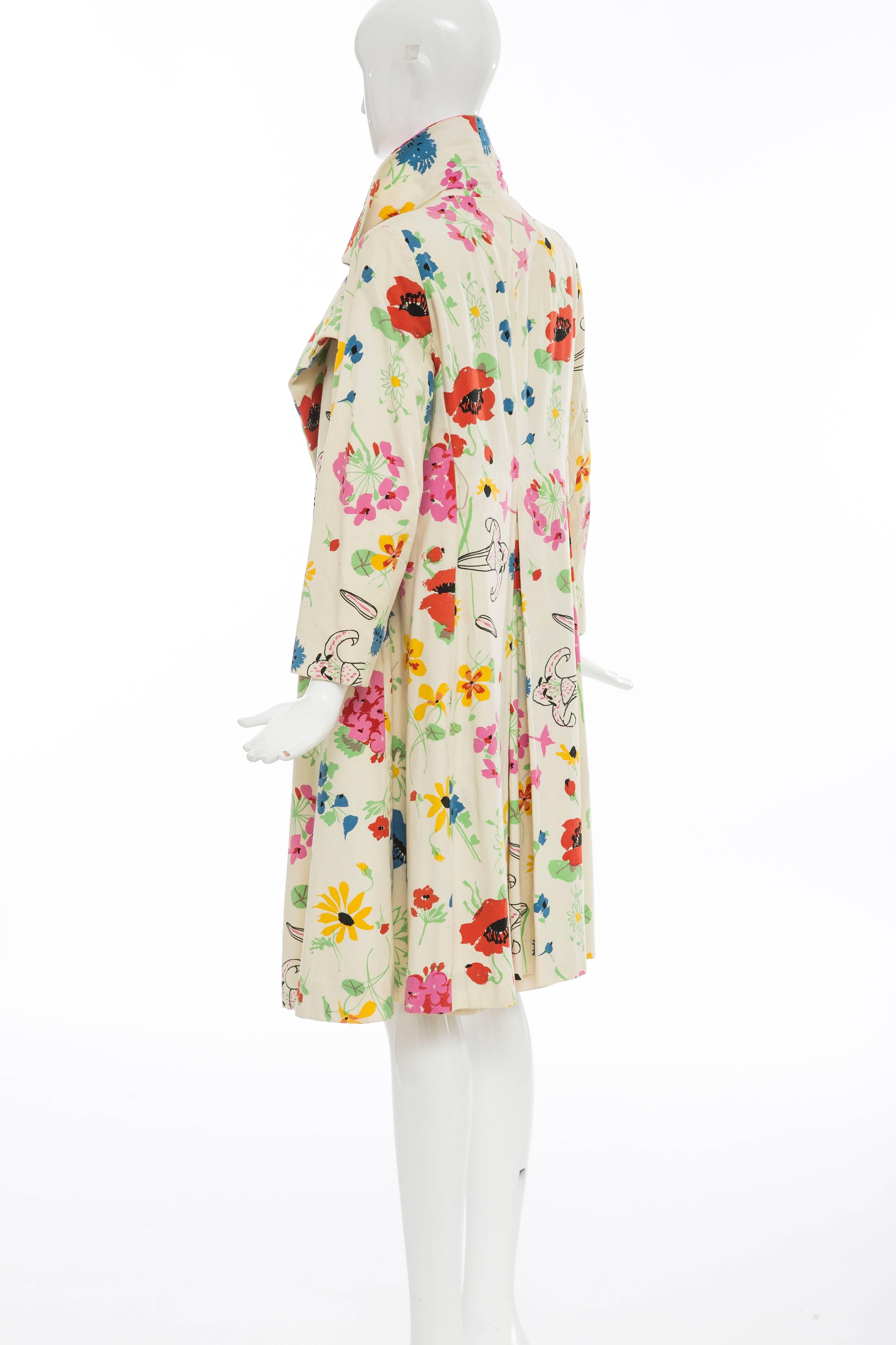 Bill Blass For Bond Street Floral Cotton Twill Coat, Circa 1970's 2