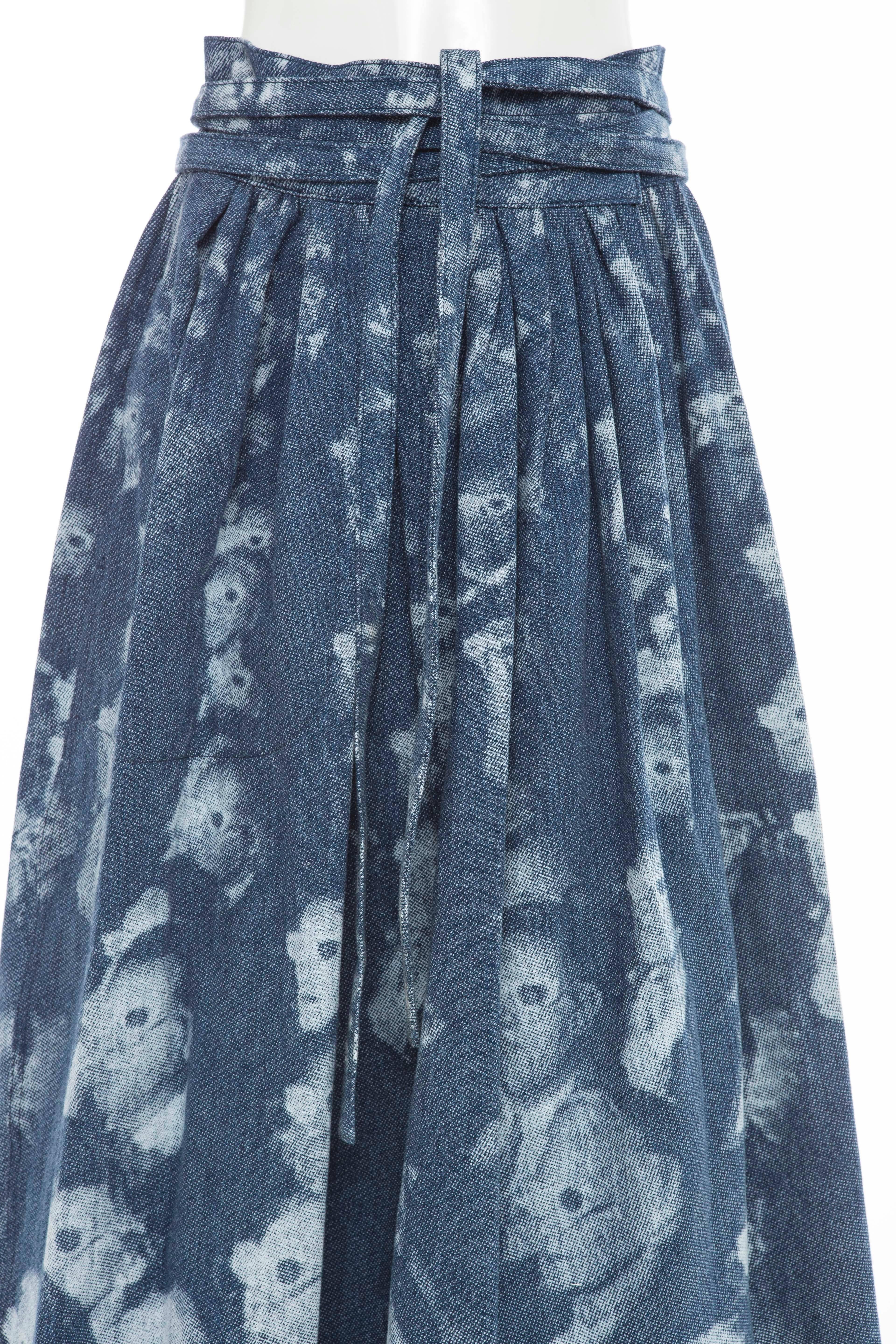 Gray Marc Jacobs Printed Denim Wrap Skirt, Spring - Summer 2016