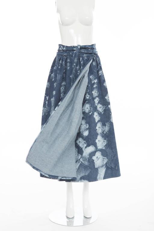 printed denim skirt