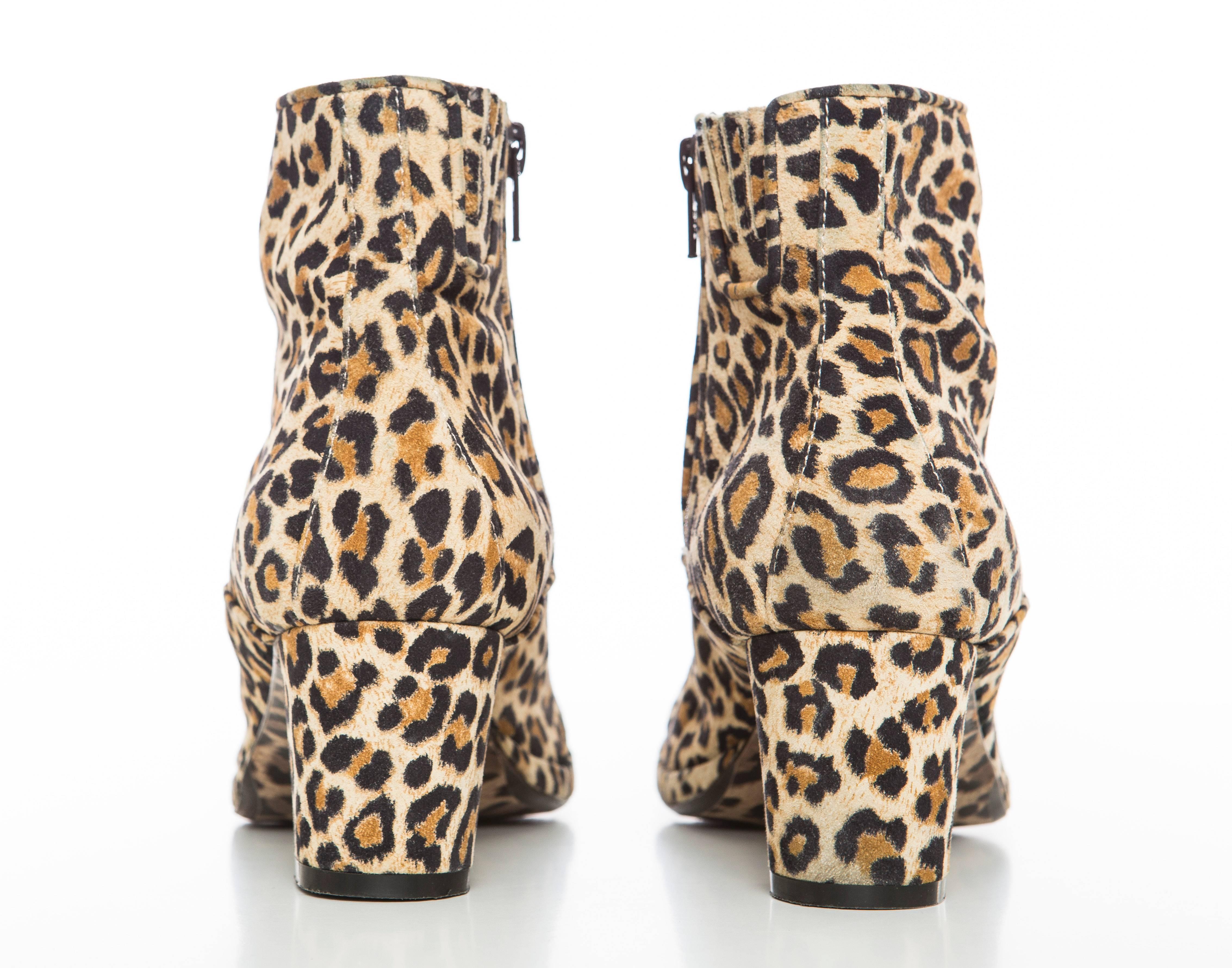 Women's Warren Edwards Leopard Print Suede Ankle Boots For Sale
