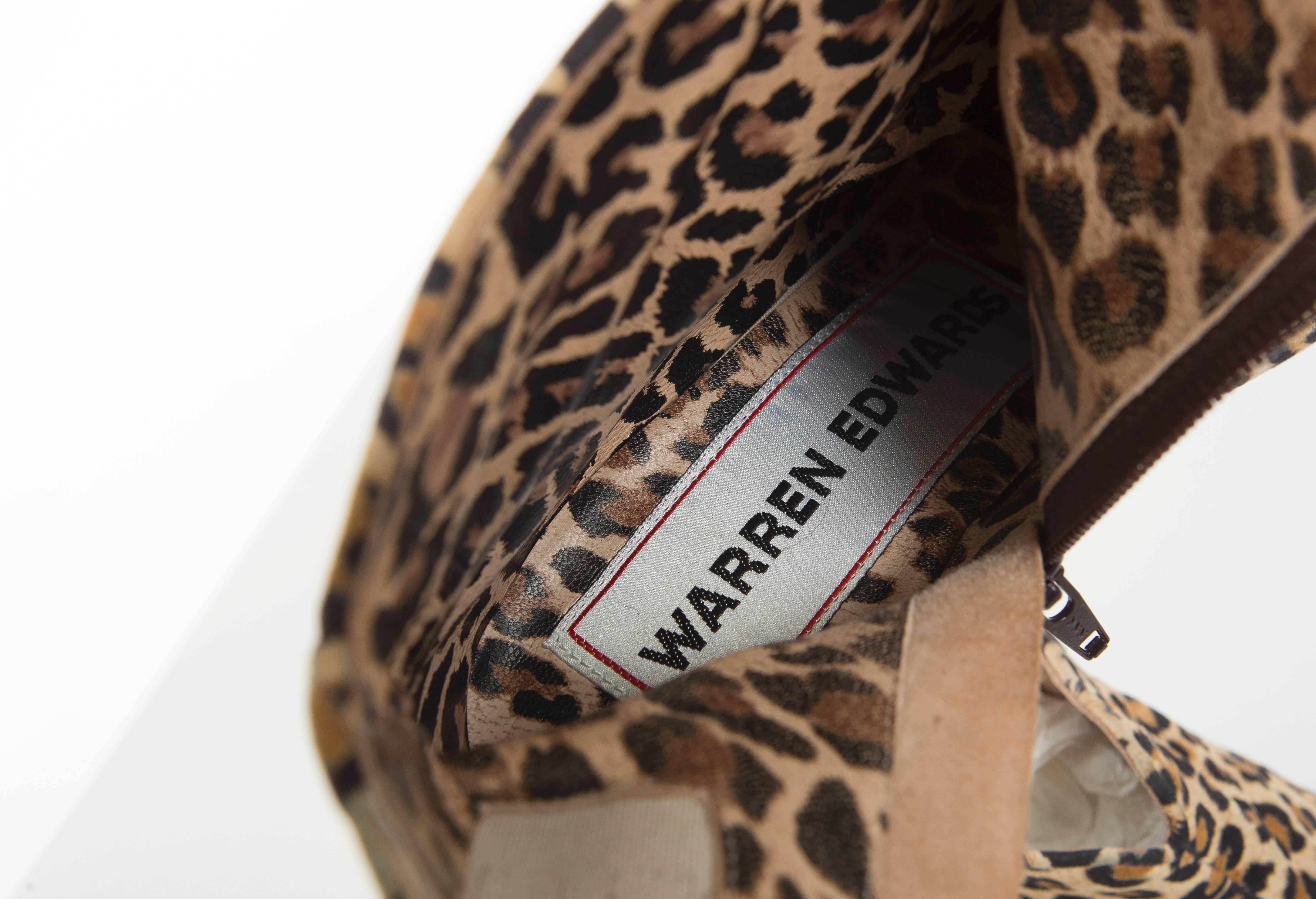 Warren Edwards Leopard Print Suede Ankle Boots For Sale 4