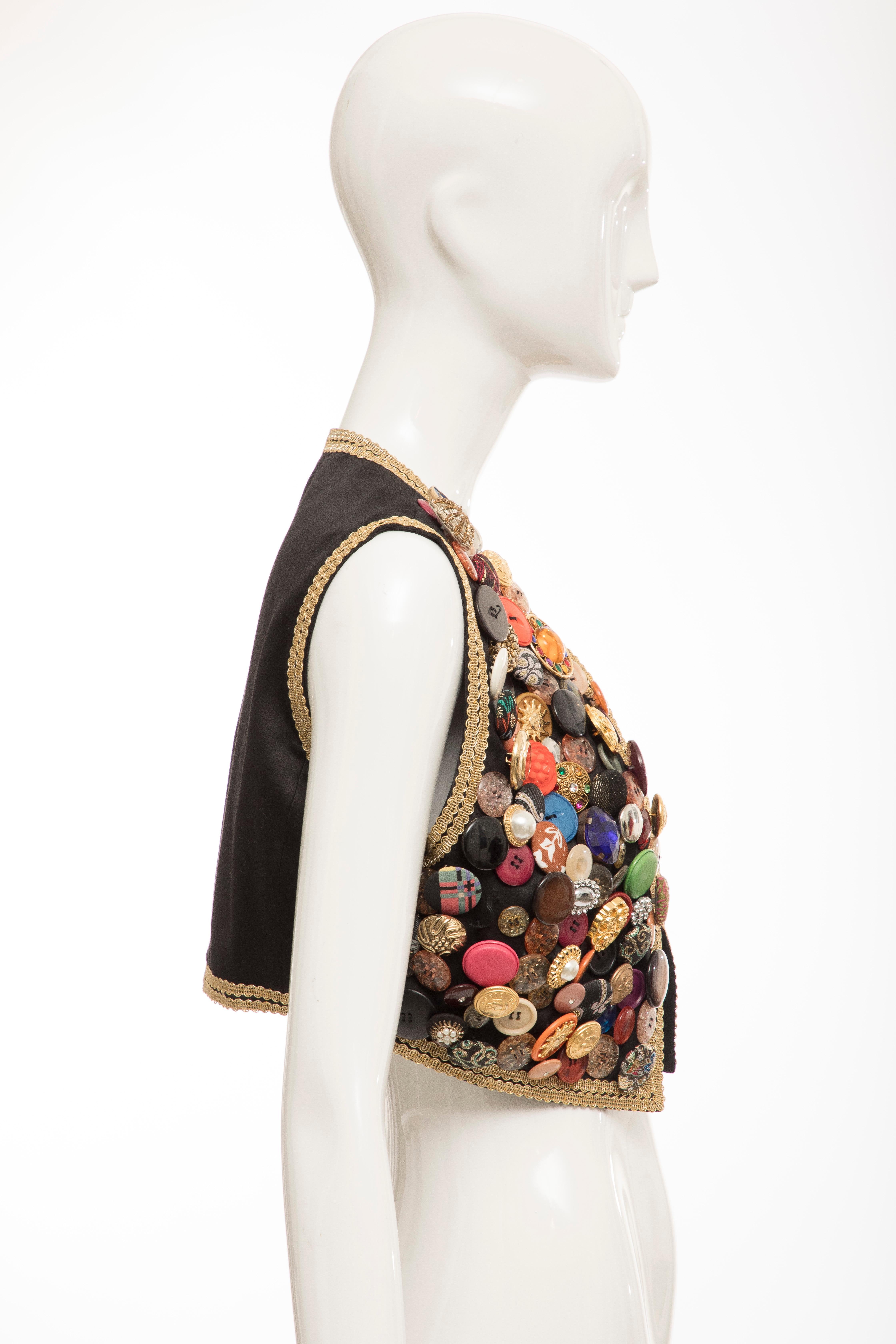 Dolce & Gabbana Black Multi Button Cotton Vest, Circa: 1990's For Sale 2
