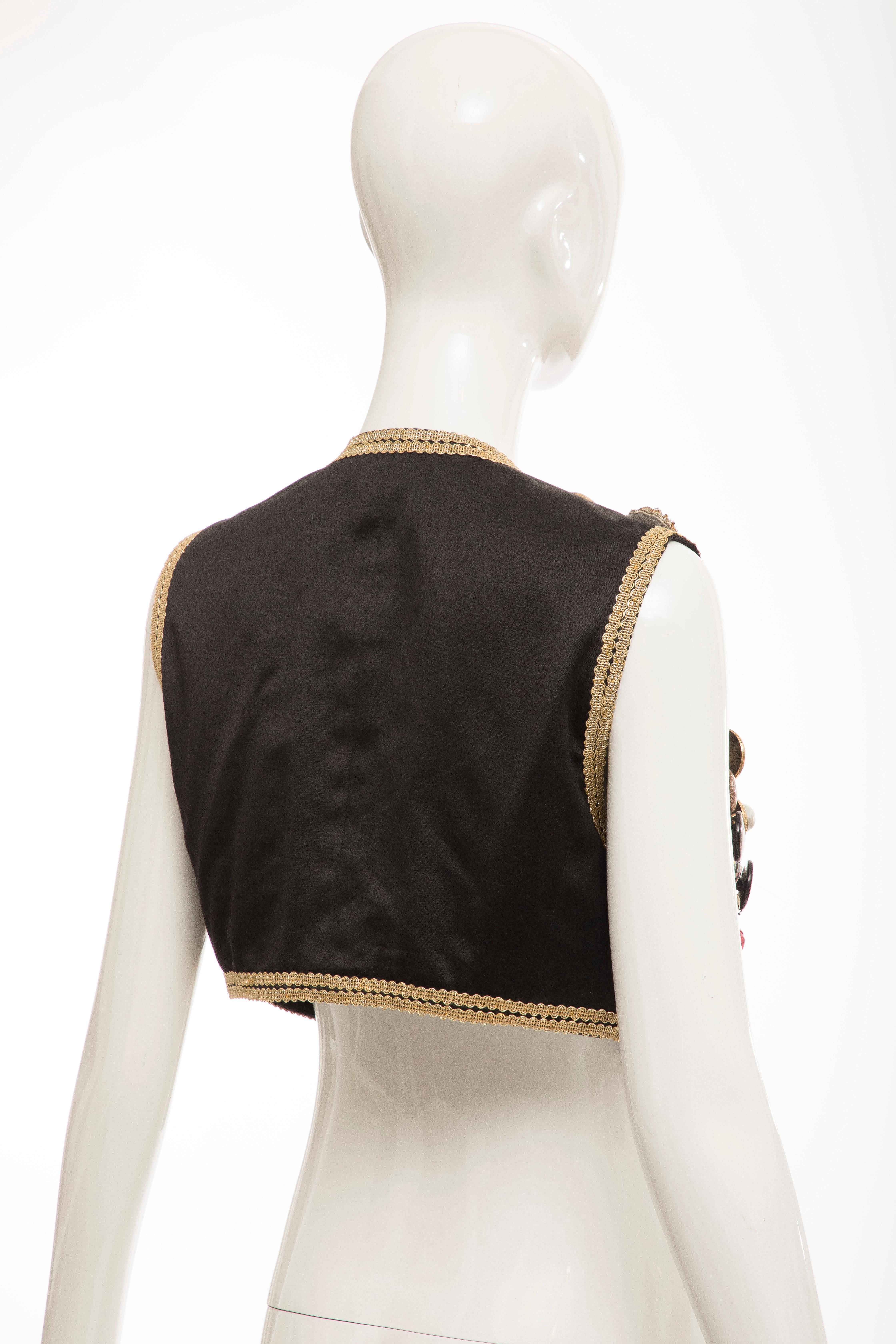 Dolce & Gabbana Black Multi Button Cotton Vest, Circa: 1990's For Sale 3