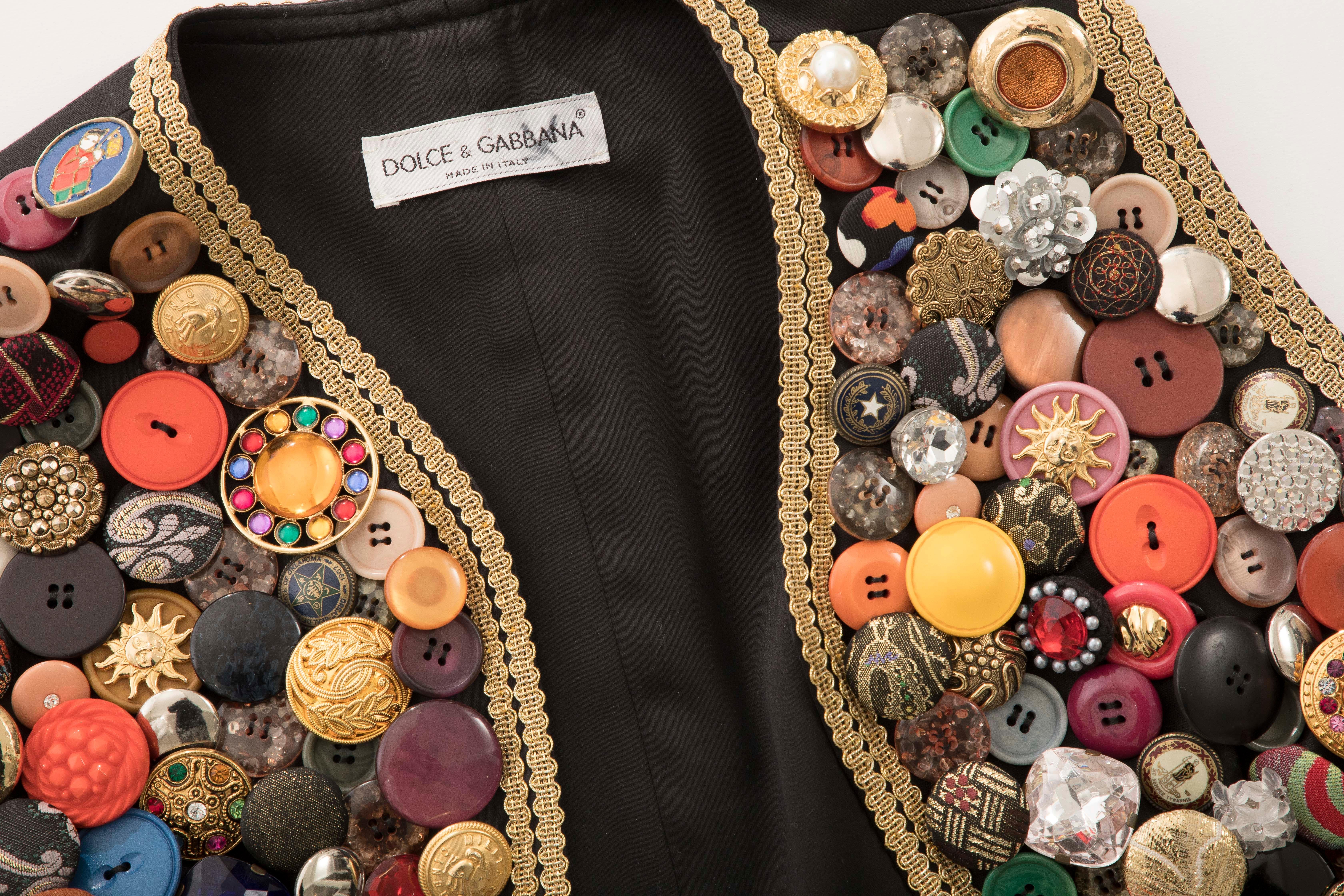 Dolce & Gabbana Black Multi Button Cotton Vest, Circa: 1990's For Sale 7