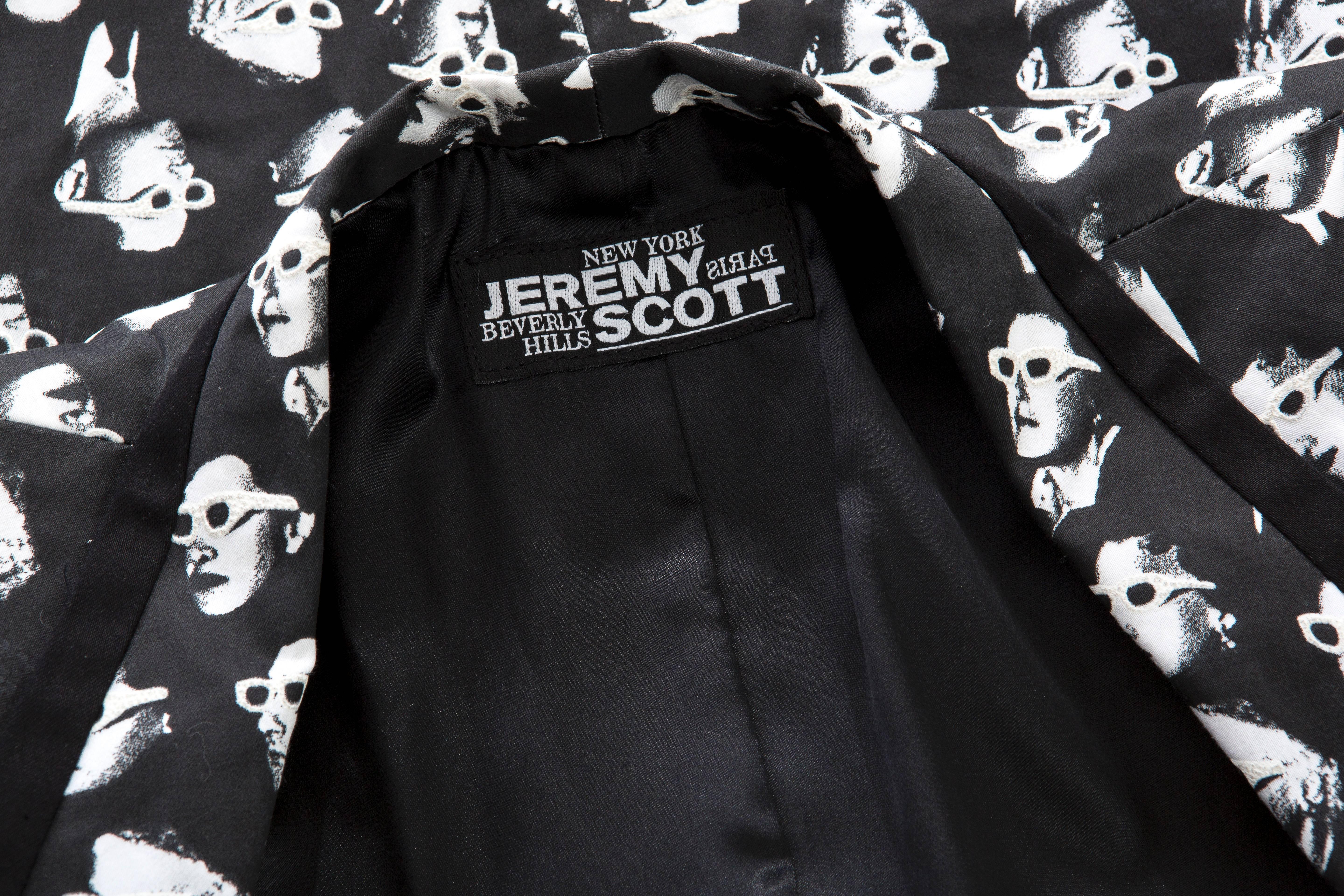 Jeremy Scott Men's Black Cotton Lycra 3-D Movie Sports Jacket For Sale 2