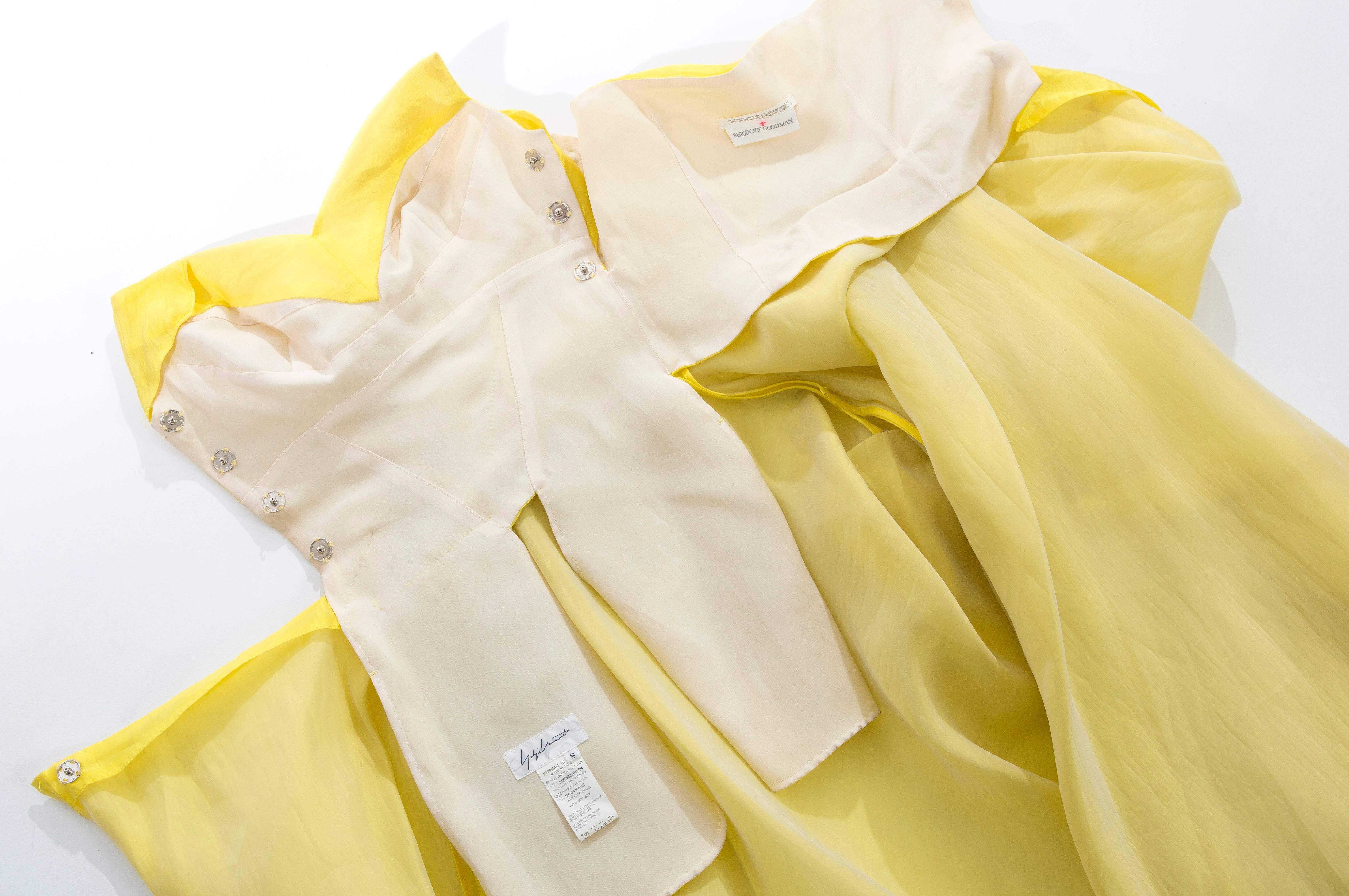 Yohji Yamamoto Draped Yellow Strapless Dress, Spring - Summer 1997 6